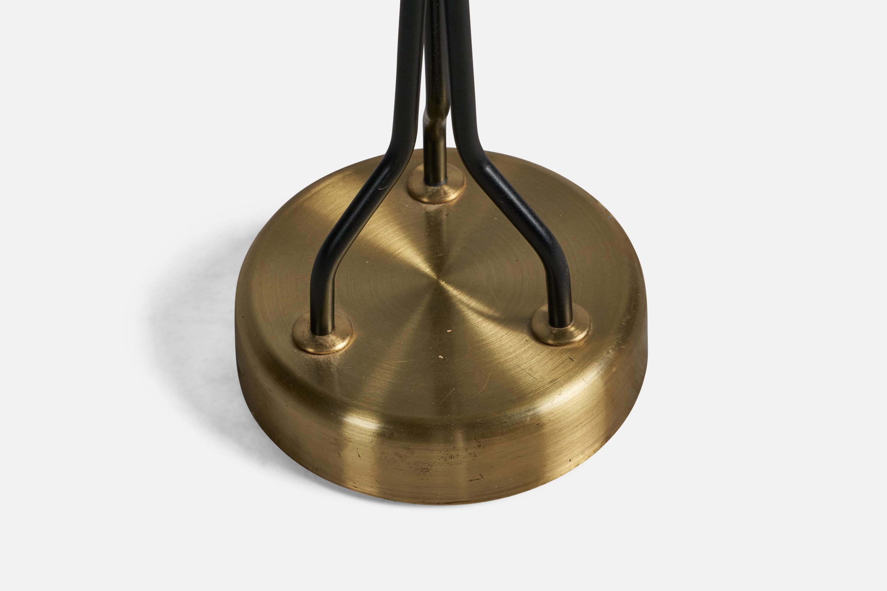 Mid-20th Century Swedish Designer, Floor Lamp, Brass, Metal, Fabric, Sweden, 1960s For Sale