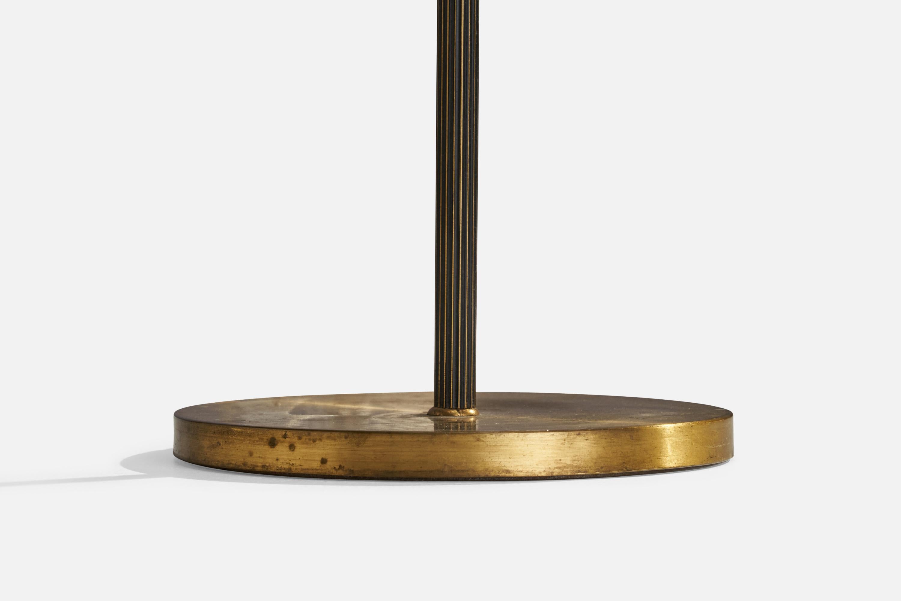 Swedish Designer, Floor Lamp, Brass, Metal, Fabric, Sweden, 1960s For Sale 2