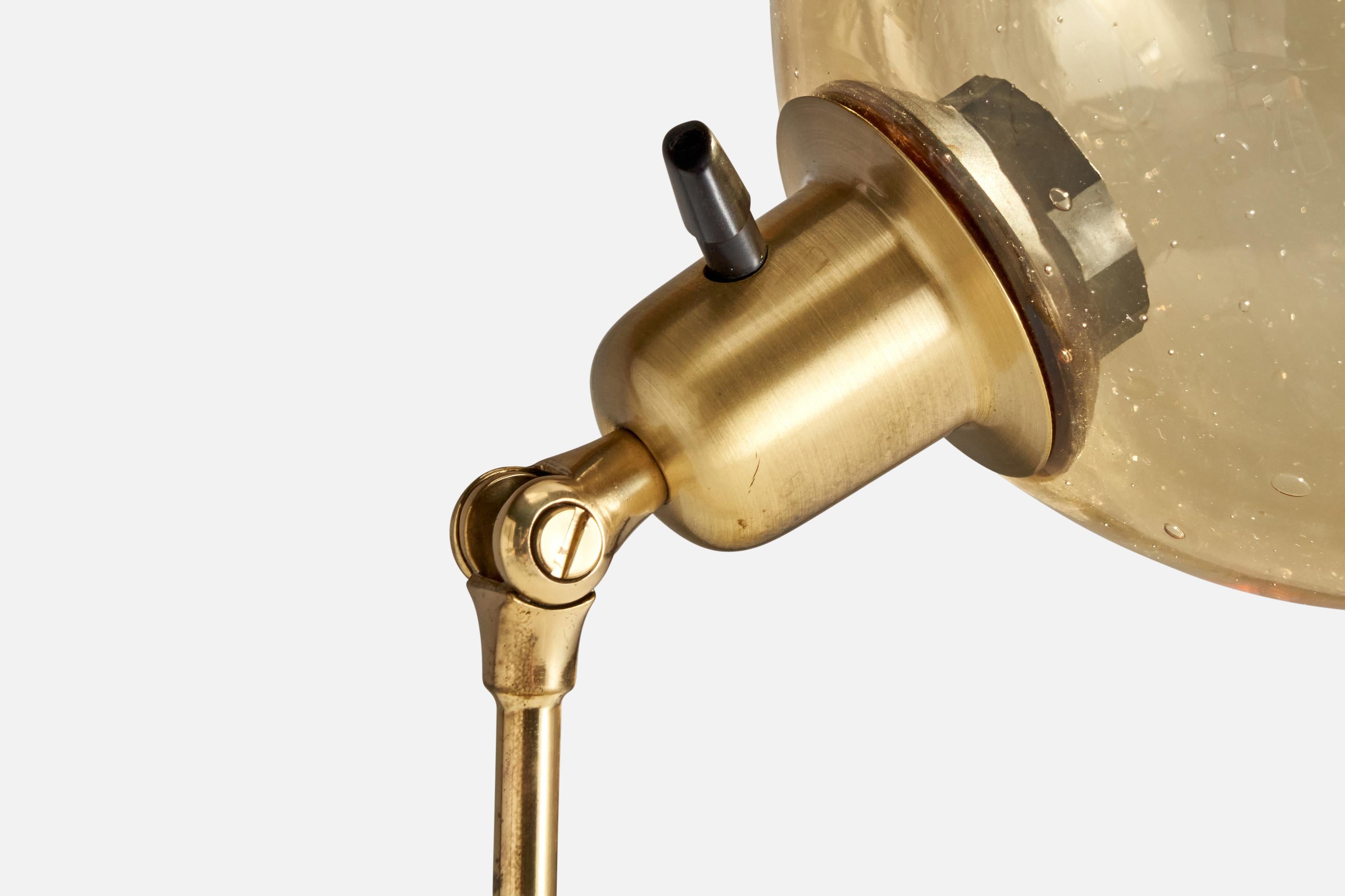 Swedish Designer, Floor Lamp, Brass, Metal, Glass, Sweden, 1950s In Good Condition For Sale In High Point, NC