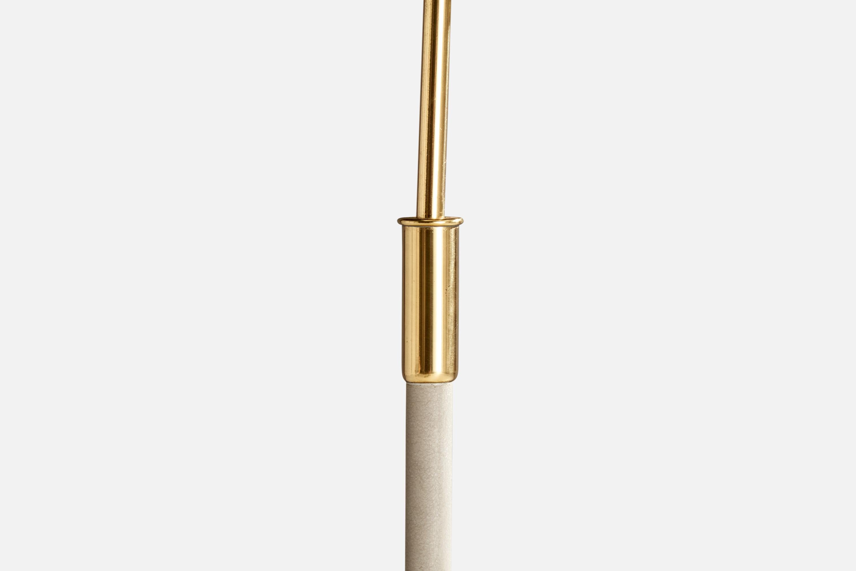Mid-20th Century Swedish Designer, Floor Lamp, Brass, Metal, Glass, Sweden, 1950s For Sale
