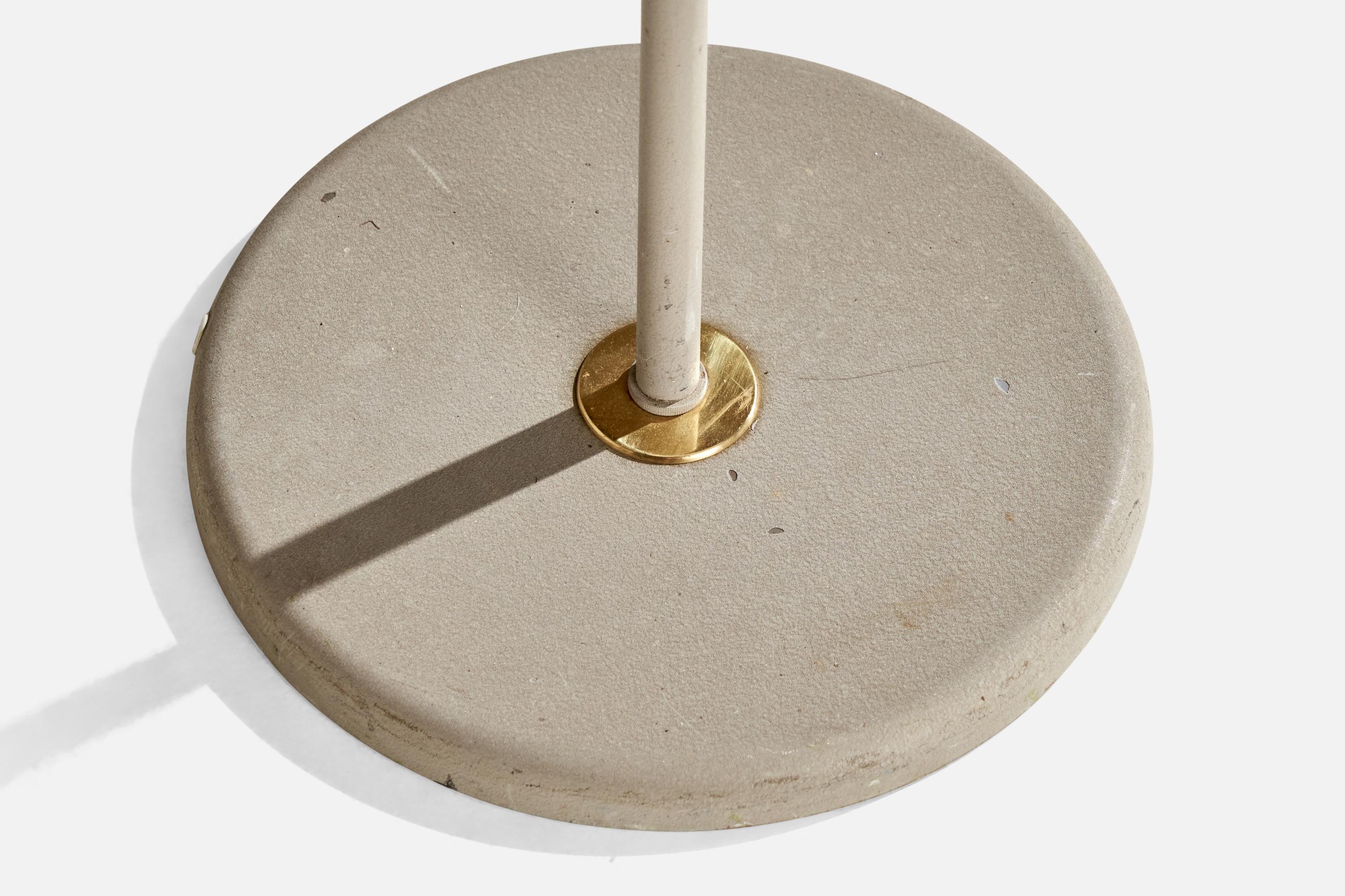 Swedish Designer, Floor Lamp, Brass, Metal, Glass, Sweden, 1950s For Sale 2