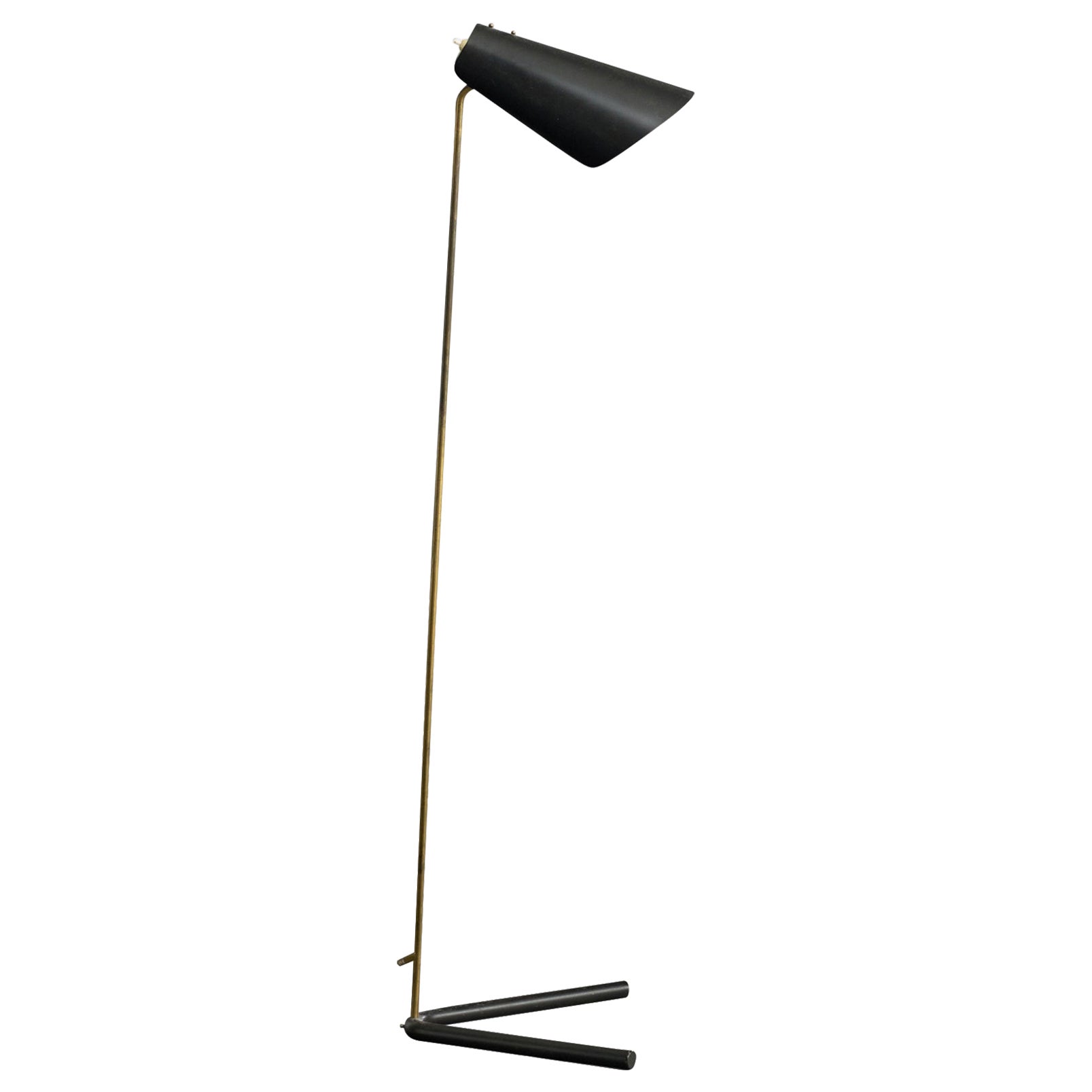 Swedish Designer, Floor Lamp, Brass, Metal, Iron, Sweden, 1950s