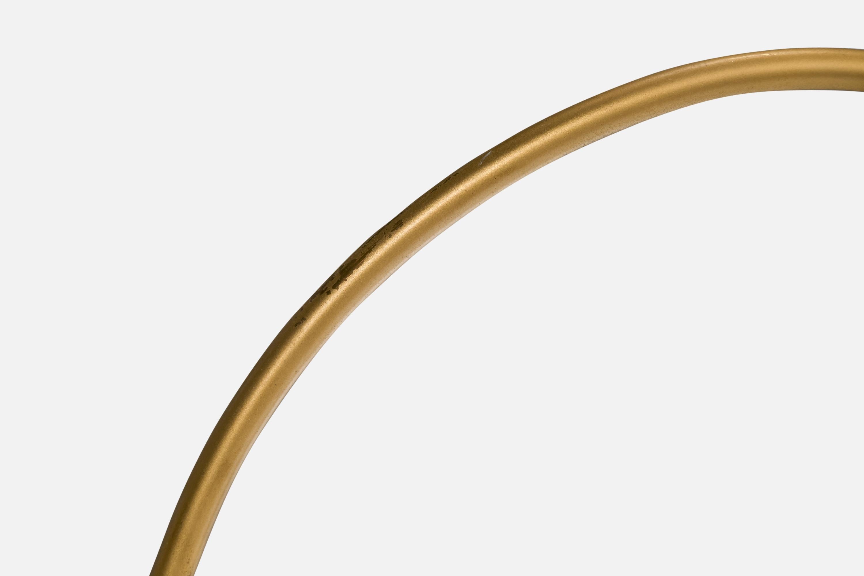 Lampada da terra di design svedese, ottone, quercia, tessuto, Svezia, anni '40 in vendita 3