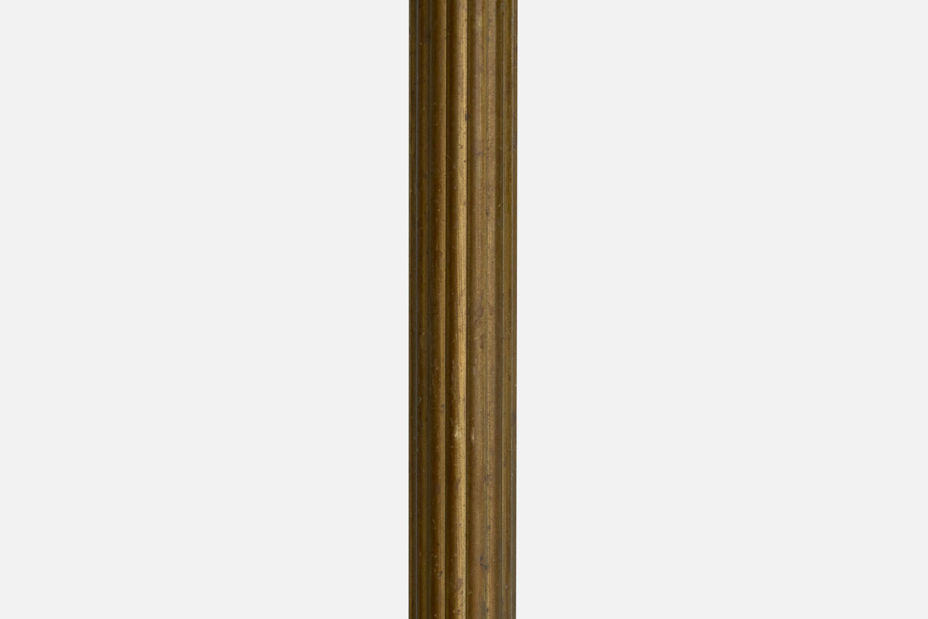 Schwedische Designerin, Stehlampe, Messing, Eiche, Stoff, Schweden, 1940er Jahre im Angebot 4