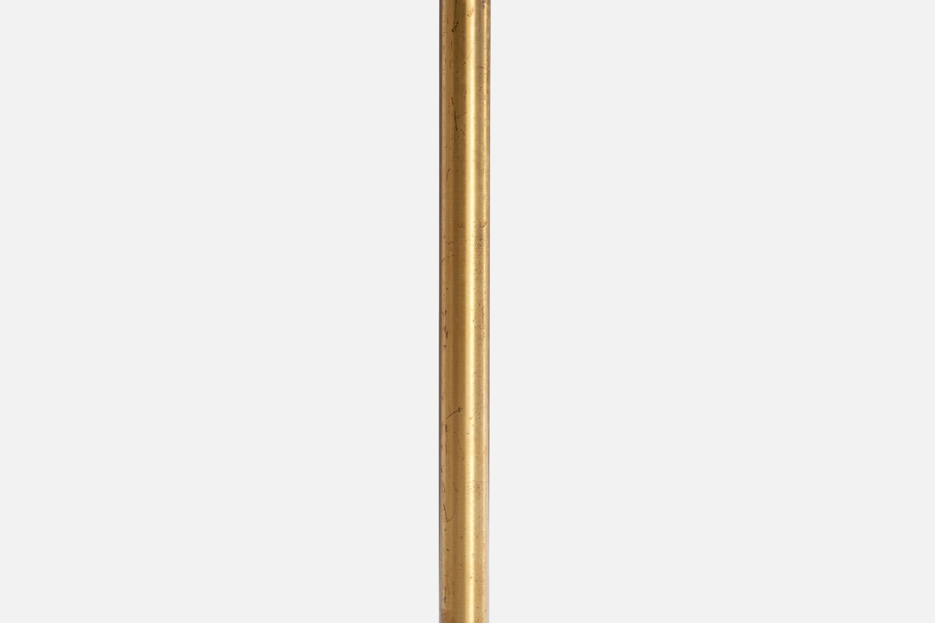 Designer suédois, lampadaire, laiton, papier, Suède, années 1930 en vente 3