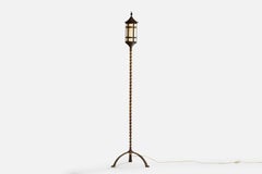 Swedish Designer, Floor Lamp, Brass, Paper, Sweden, 1930s