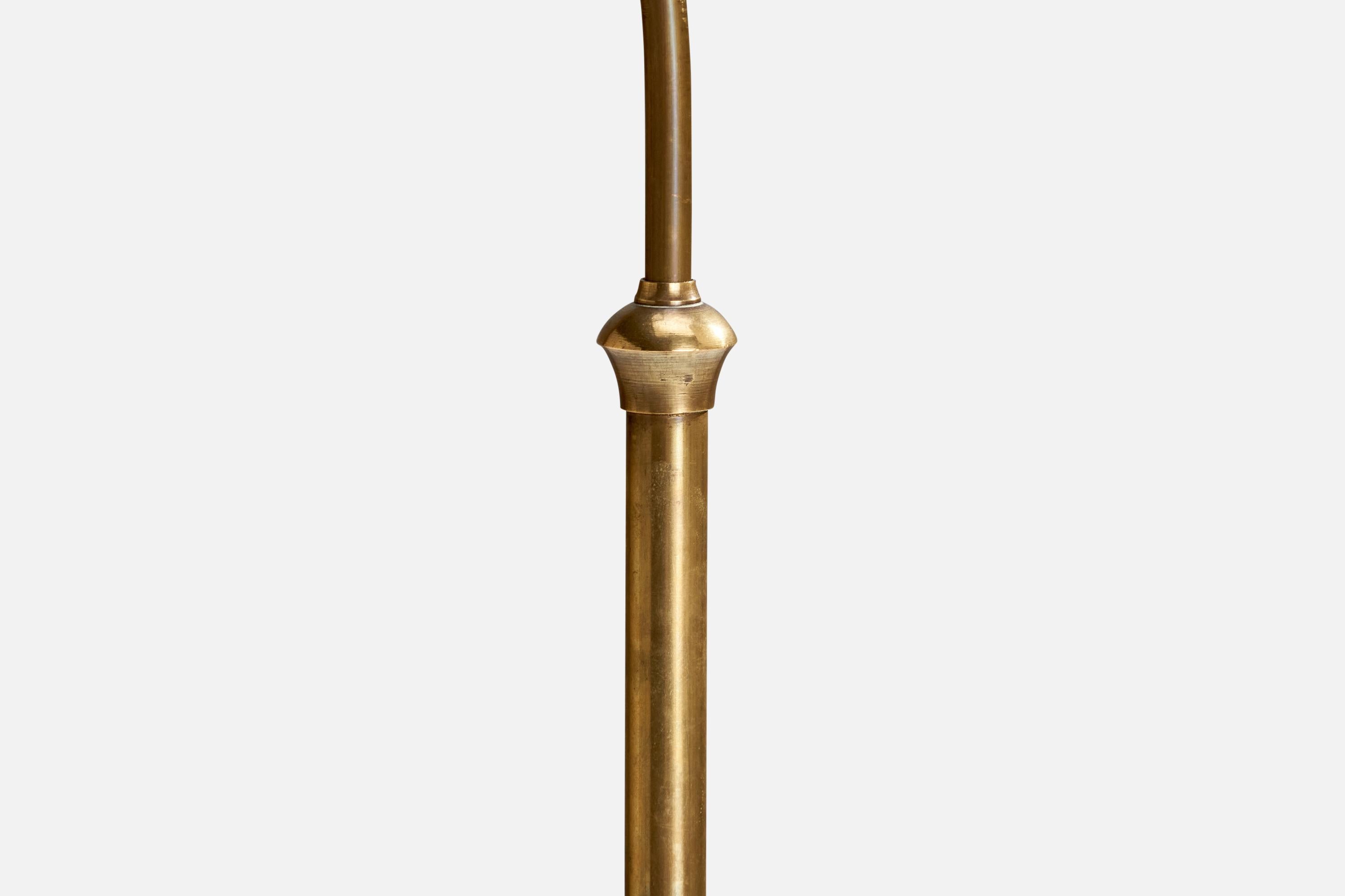 Suédois Designer suédois, lampadaire, laiton, papier, Suède, années 1930 en vente