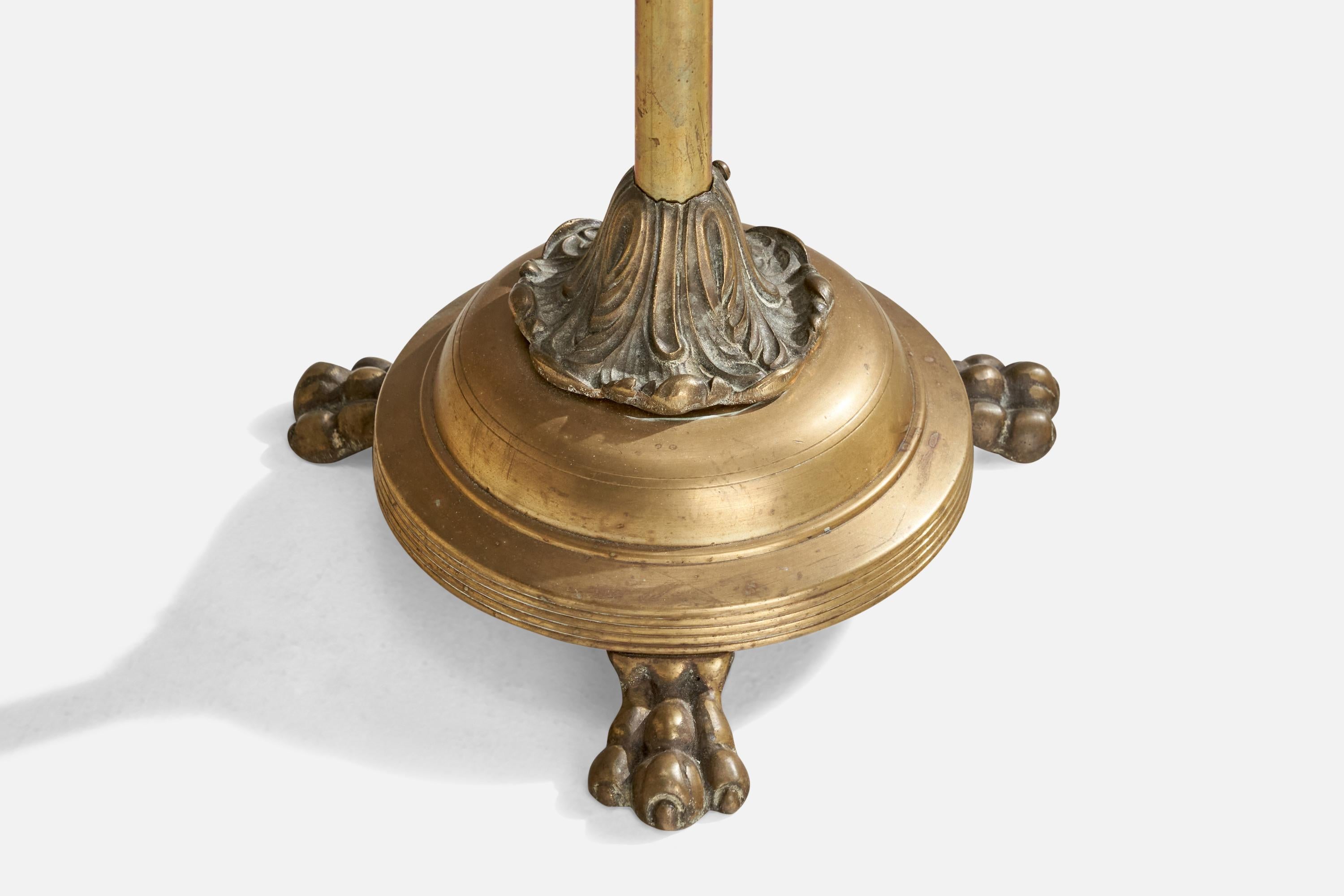 Milieu du XXe siècle Designer suédois, lampadaire, laiton, papier, Suède, années 1930 en vente