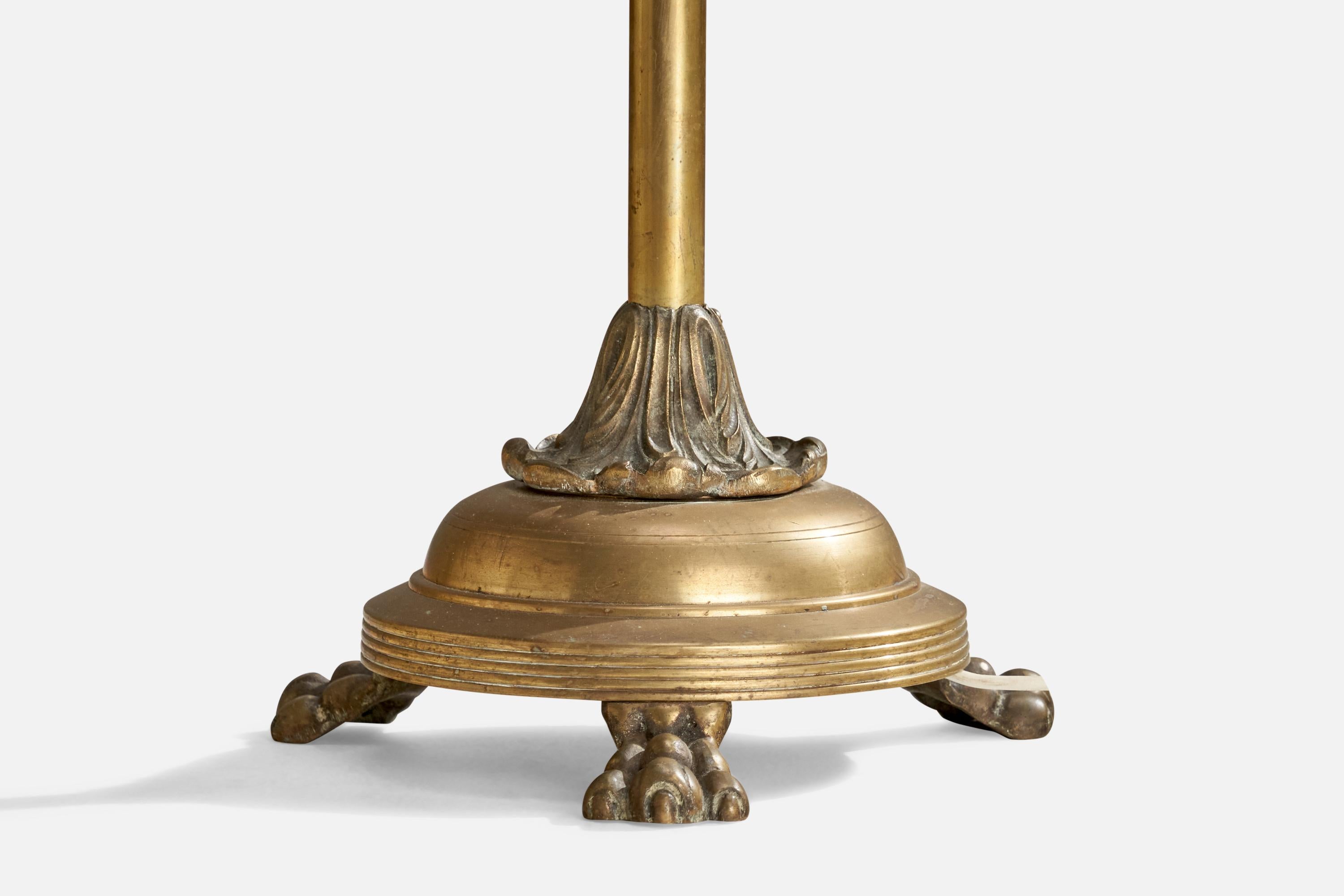 Laiton Designer suédois, lampadaire, laiton, papier, Suède, années 1930 en vente