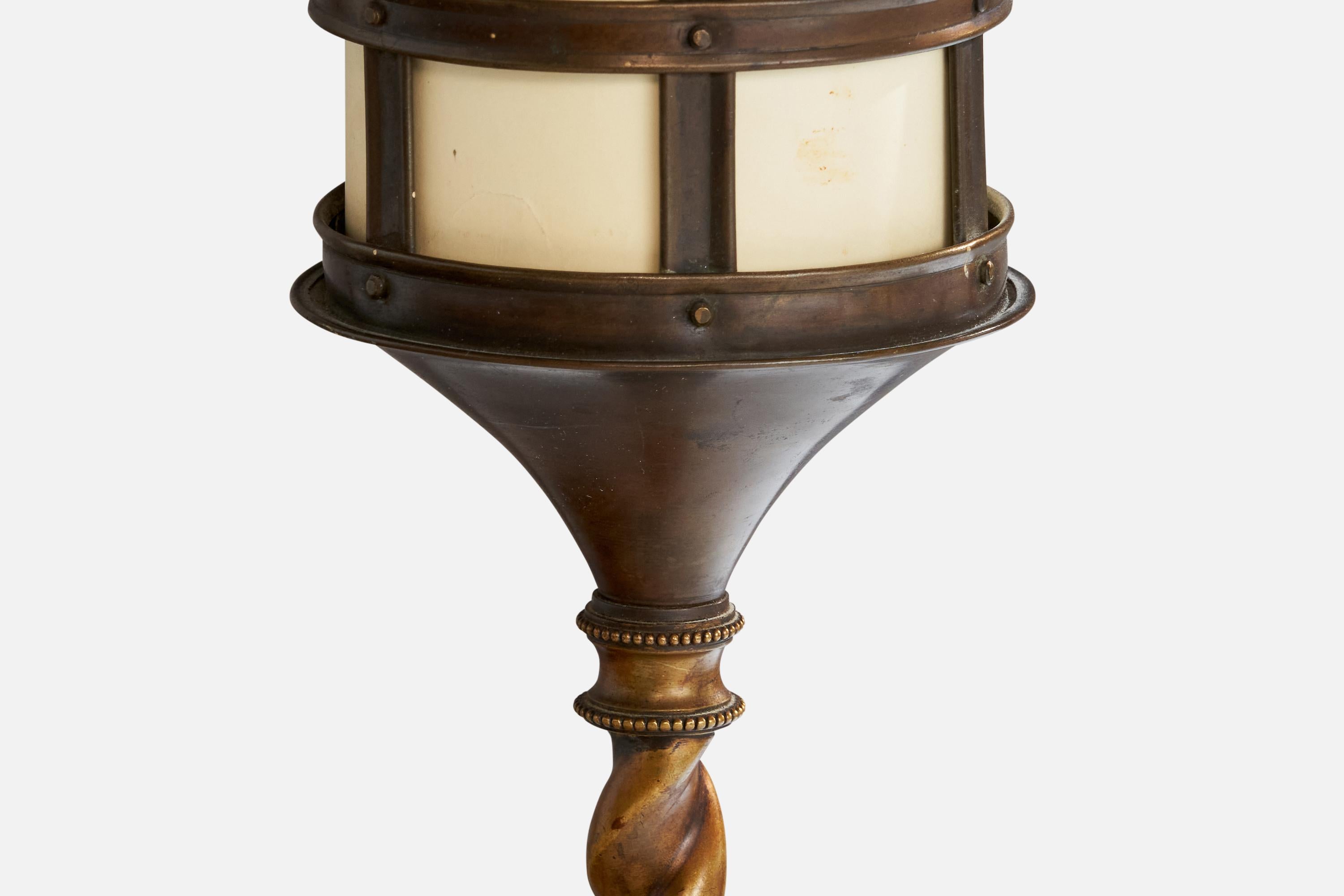 Lampada da terra di design svedese, ottone, carta, Svezia, anni '30 in vendita 1