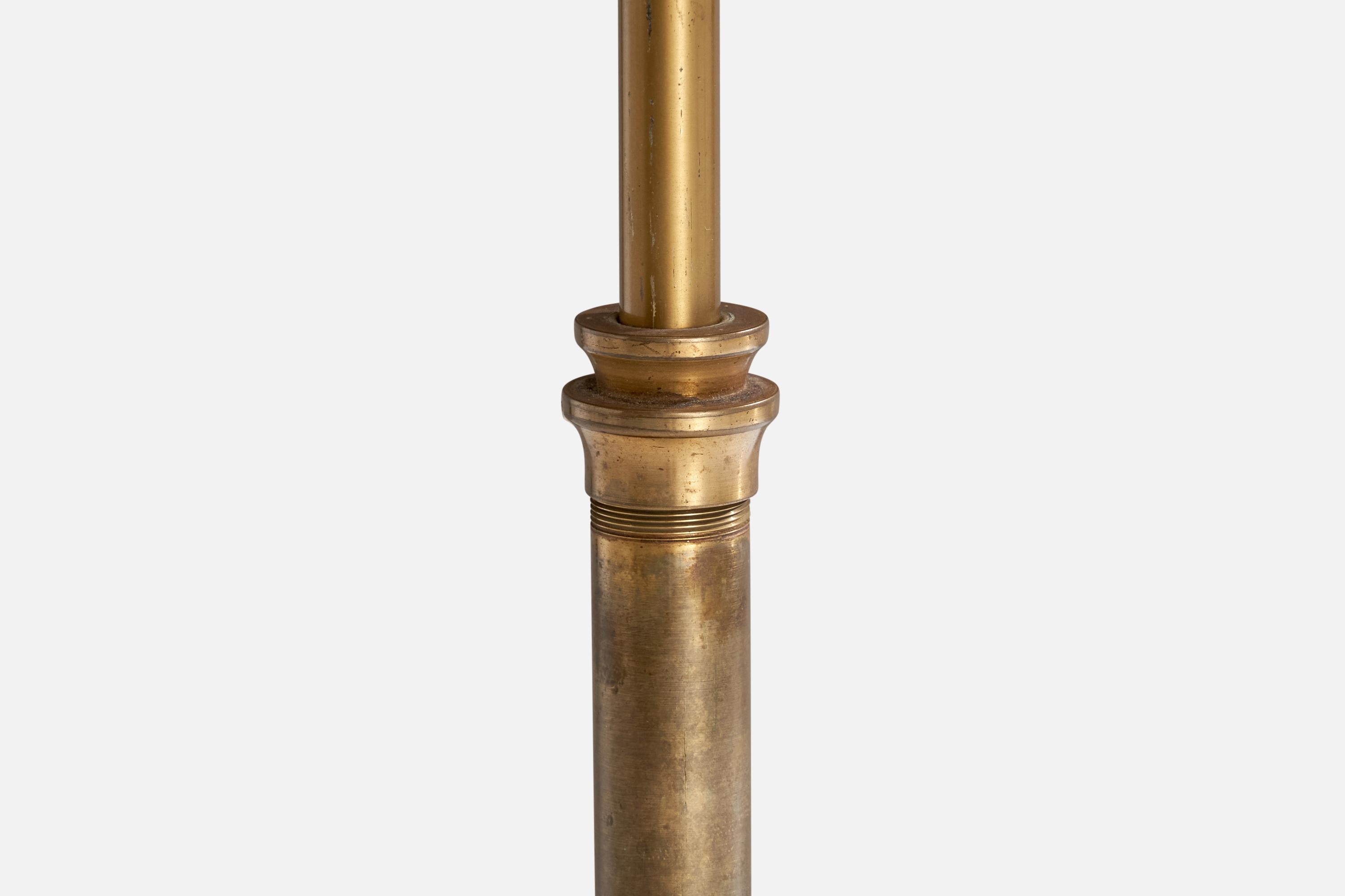 Designer suédois, lampadaire, laiton, papier, Suède, années 1930 en vente 2