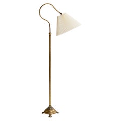 Schwedische Designerin, Stehlampe, Messing, Papier, Schweden, 1930er Jahre