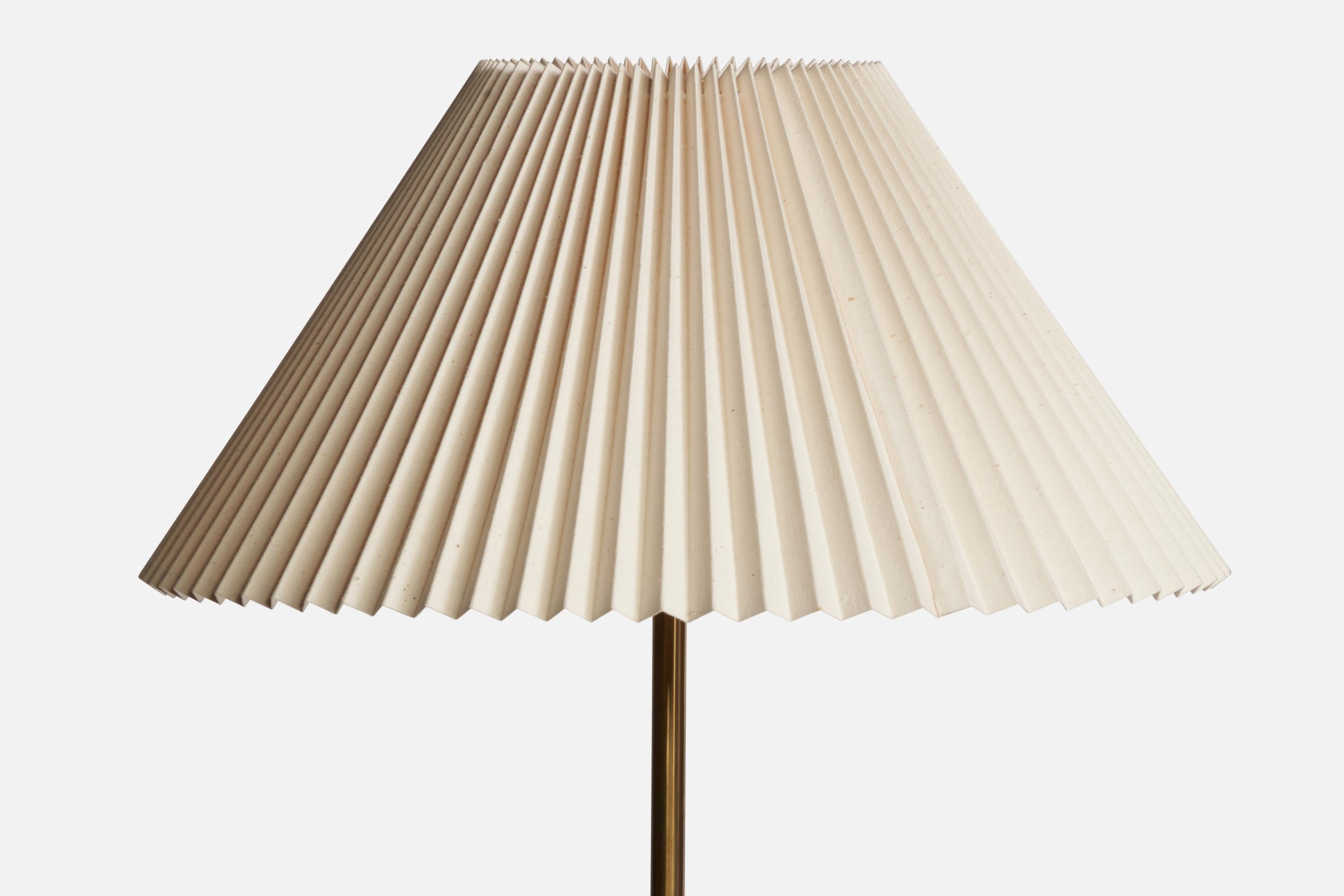 Swedish Designer, Floor Lamp, Brass, Paper, Sweden, 1950s In Good Condition For Sale In High Point, NC