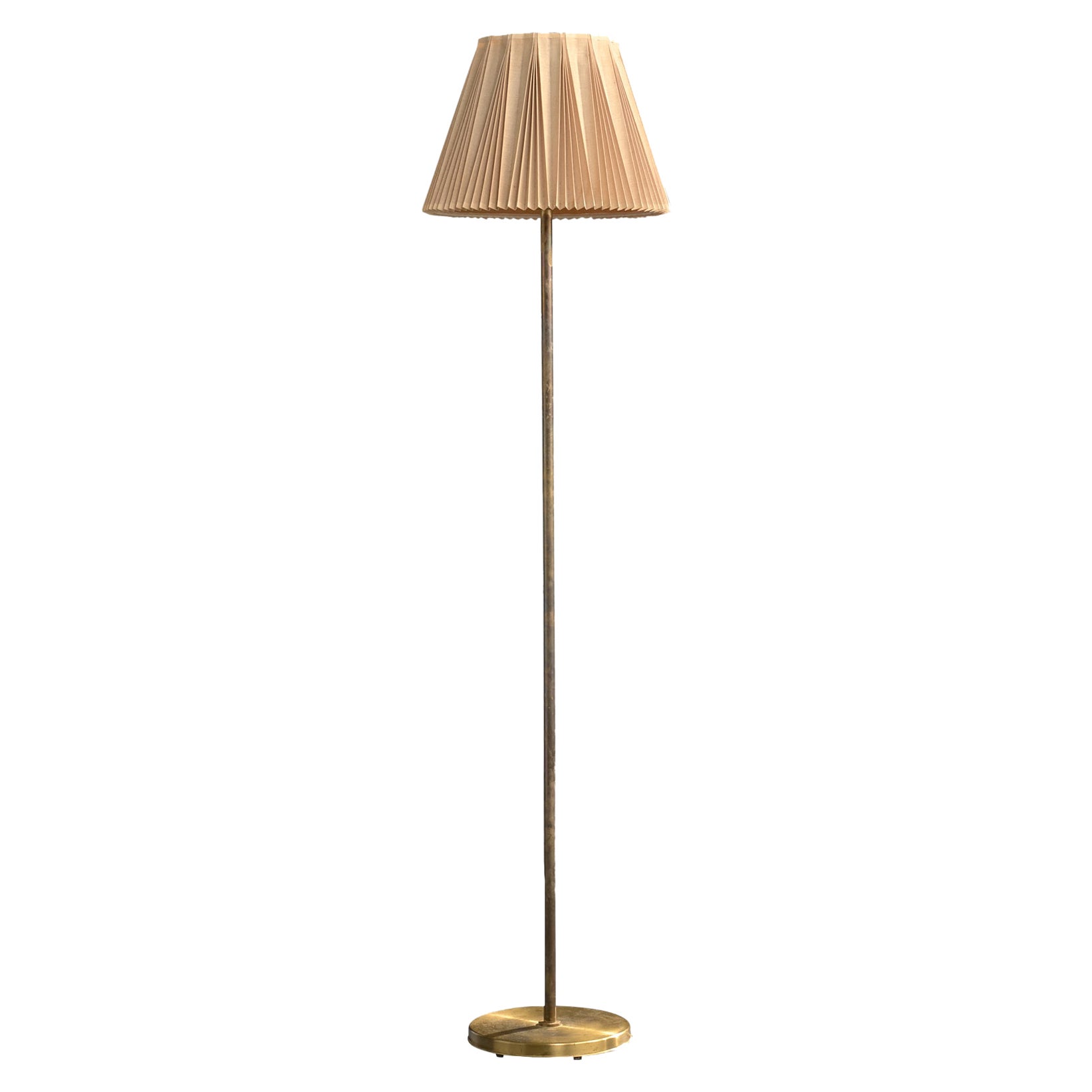 Swedish Designer, Floor Lamp, Brass, Paper, Sweden, 1950s