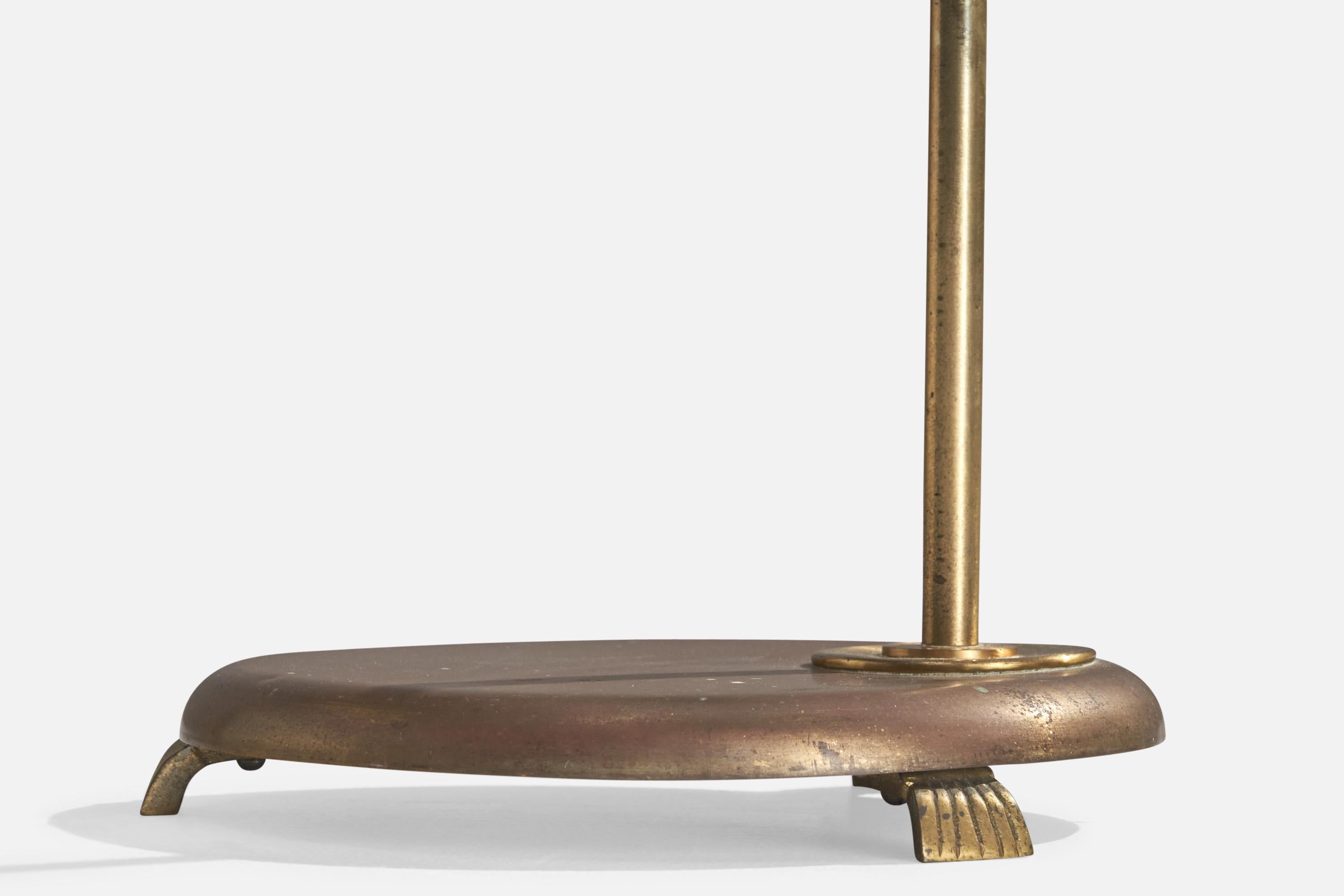 Designer suédois, lampadaire, laiton, papier parchemin, Suède, années 1940 en vente 2