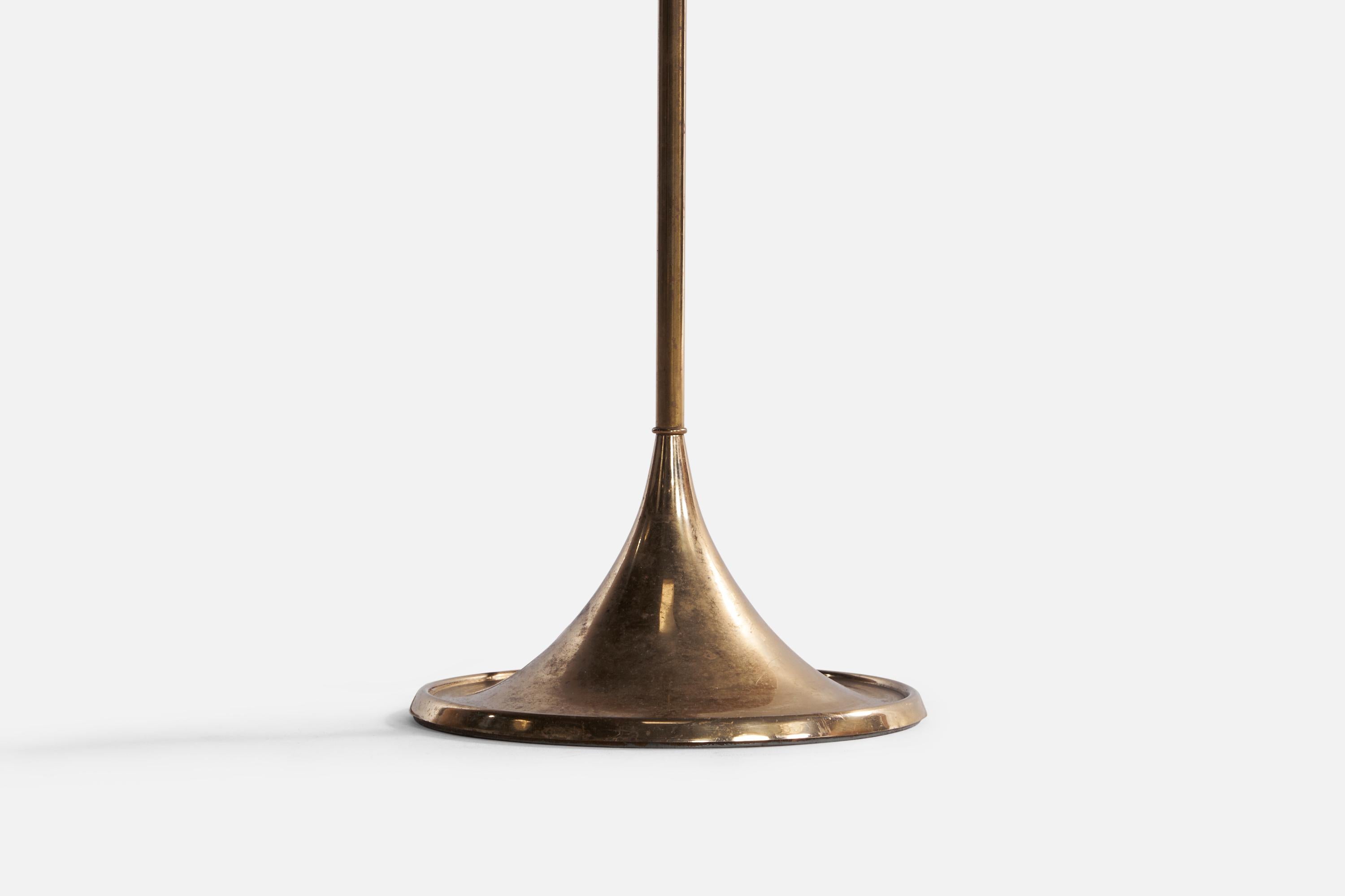 Mid-20th Century Swedish Designer, Floor Lamp, Brass, Pine, Sweden, 1960s For Sale