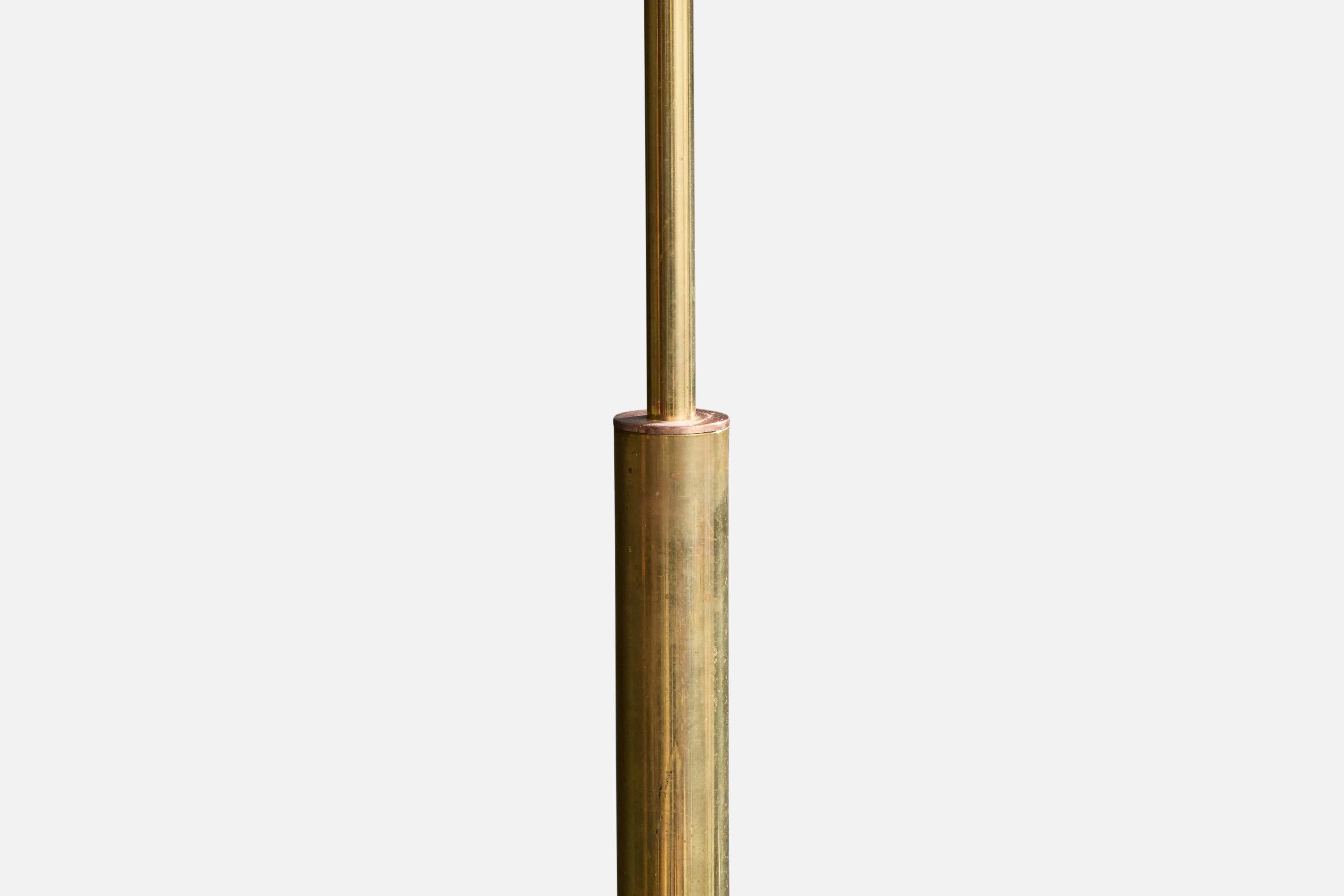 Schwedische Designerin, Stehlampe, Messing, Kiefernholz, Schweden, 1970er Jahre im Angebot 2