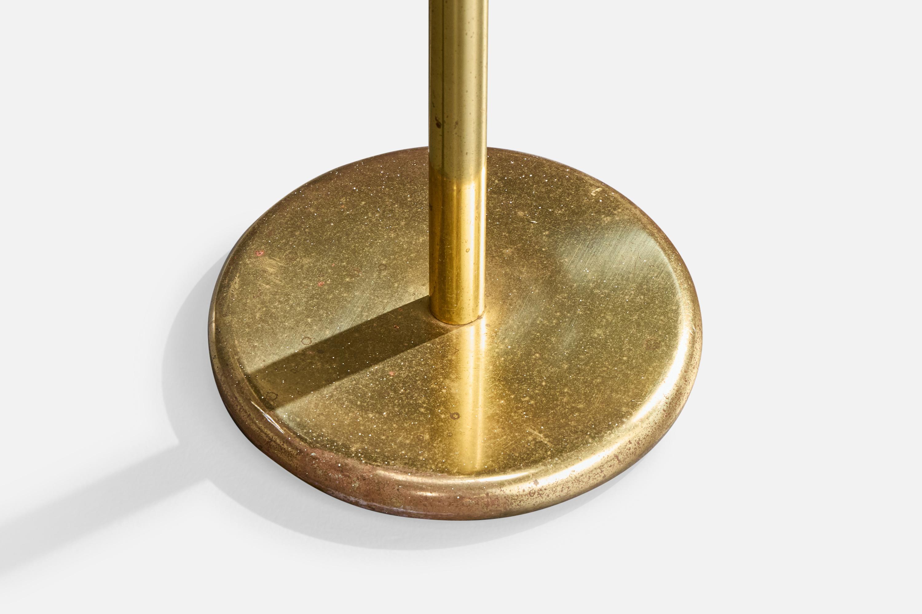 Schwedische Designerin, Stehlampe, Messing, Kiefernholz, Schweden, 1970er Jahre im Angebot 3