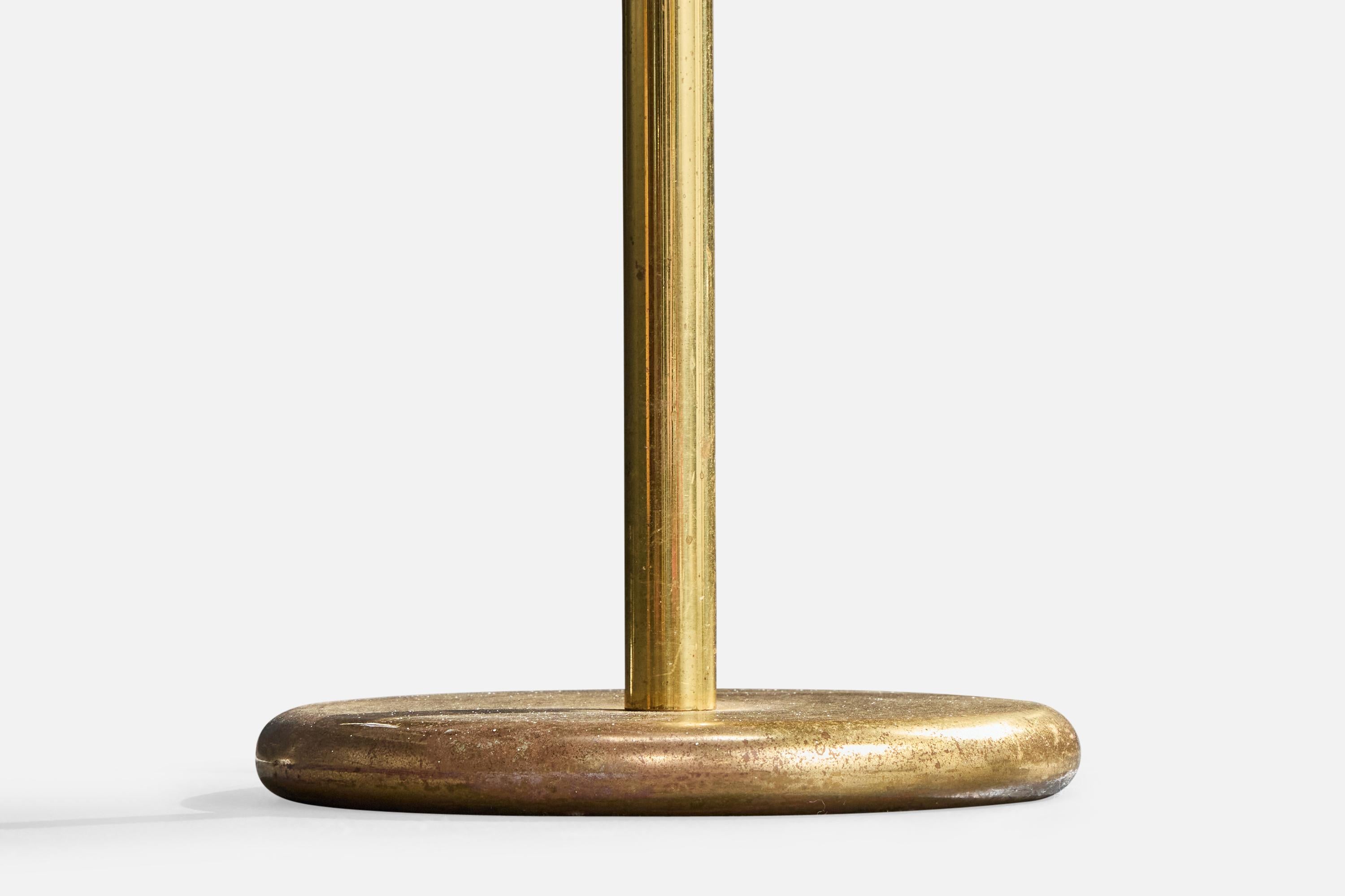 Schwedische Designerin, Stehlampe, Messing, Kiefernholz, Schweden, 1970er Jahre im Angebot 4