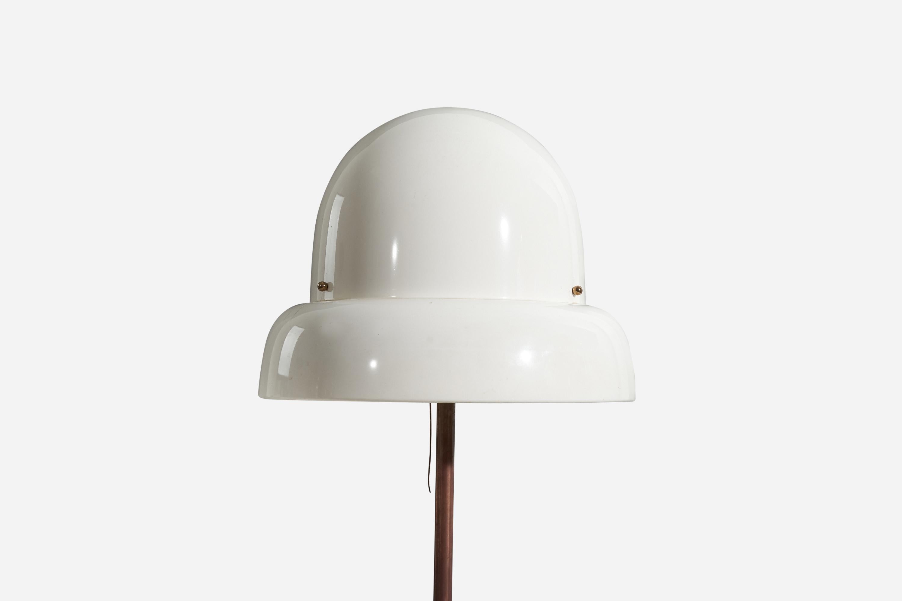 Mid-Century Modern Swedish Designer, Floor Lamp, Brass, Plastic, Sweden, 1960s For Sale