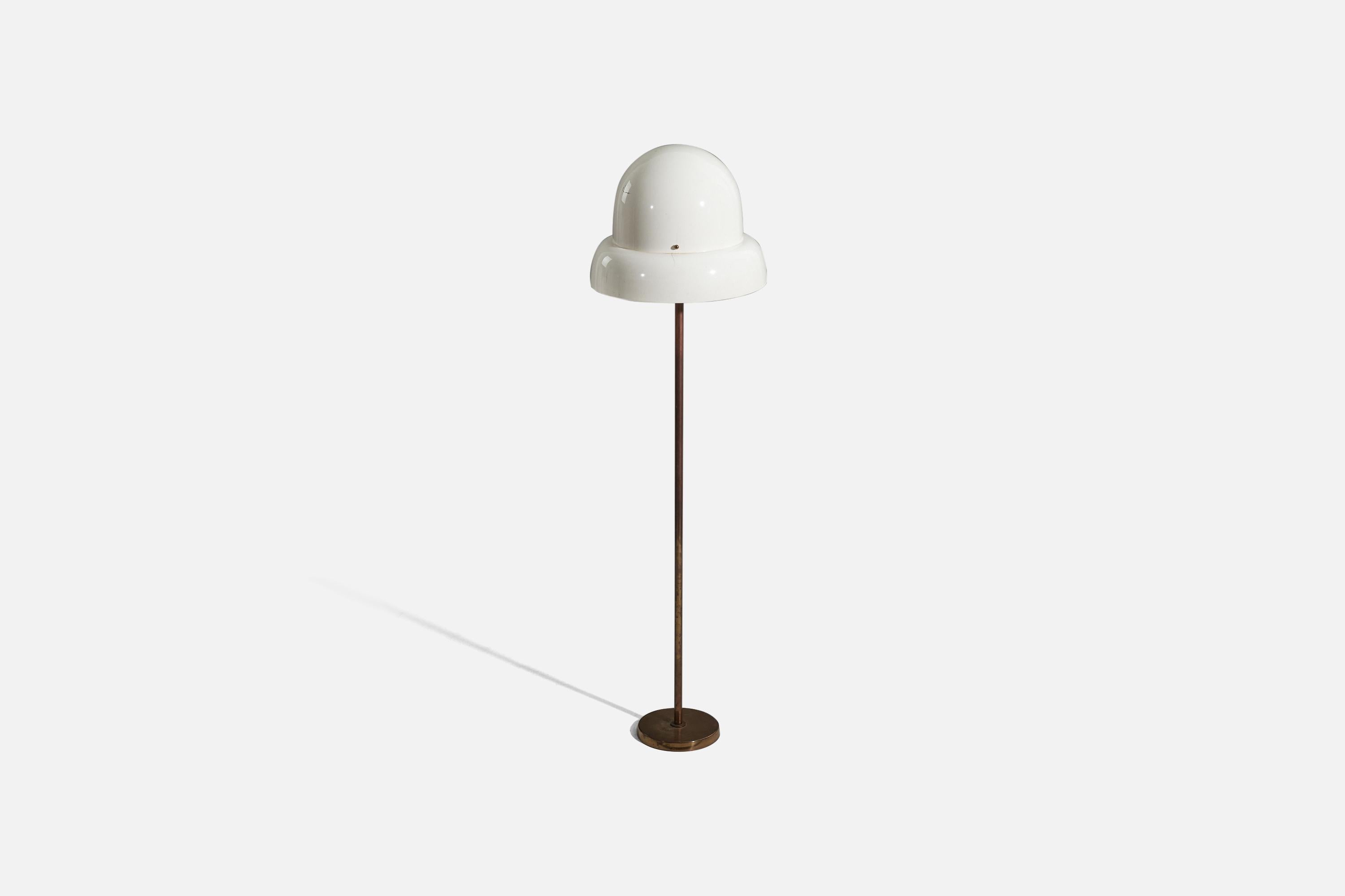 Mid-20th Century Swedish Designer, Floor Lamp, Brass, Plastic, Sweden, 1960s For Sale