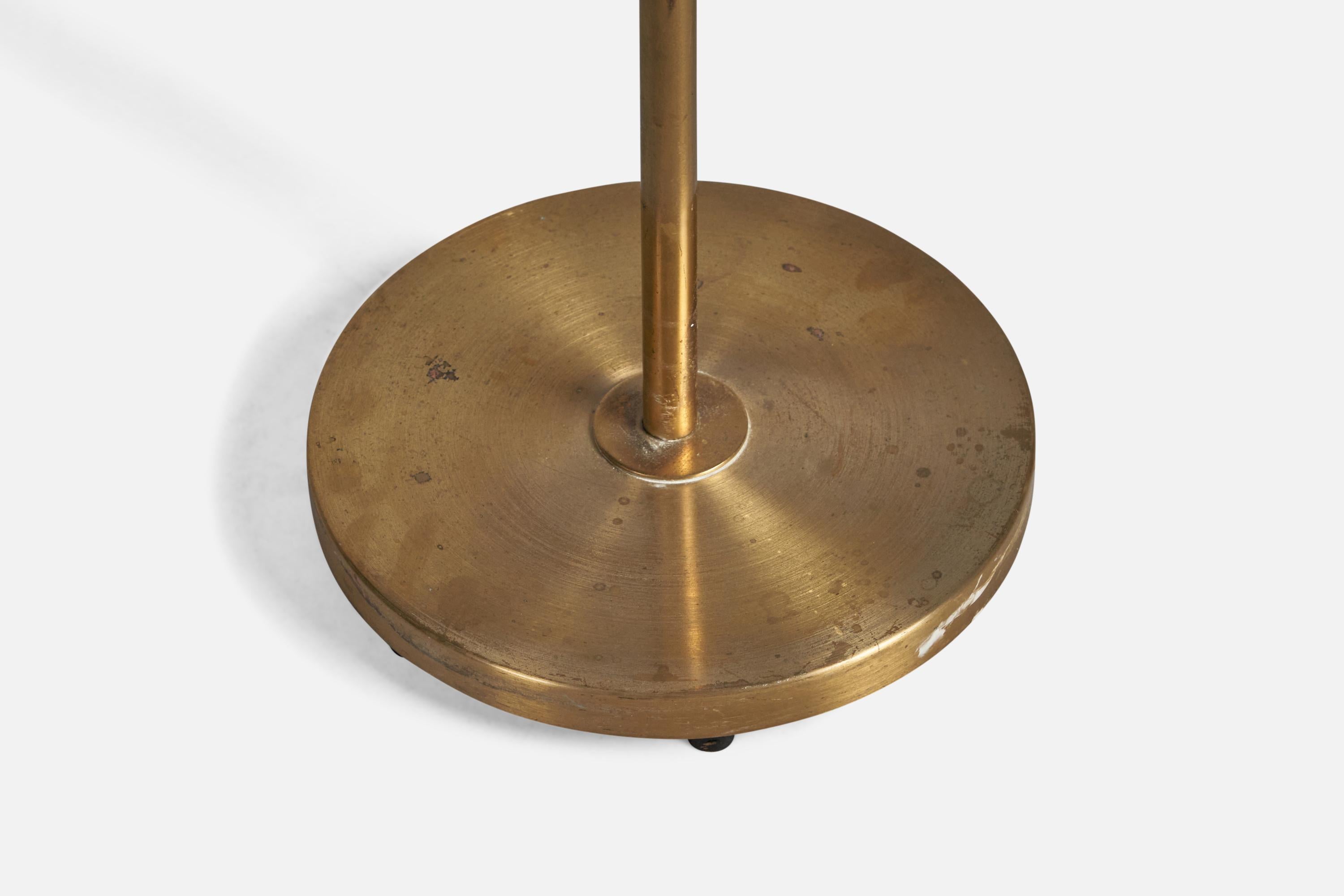 Mid-20th Century Swedish Designer, Floor Lamp, Brass, Rattan, Sweden, 1940s For Sale
