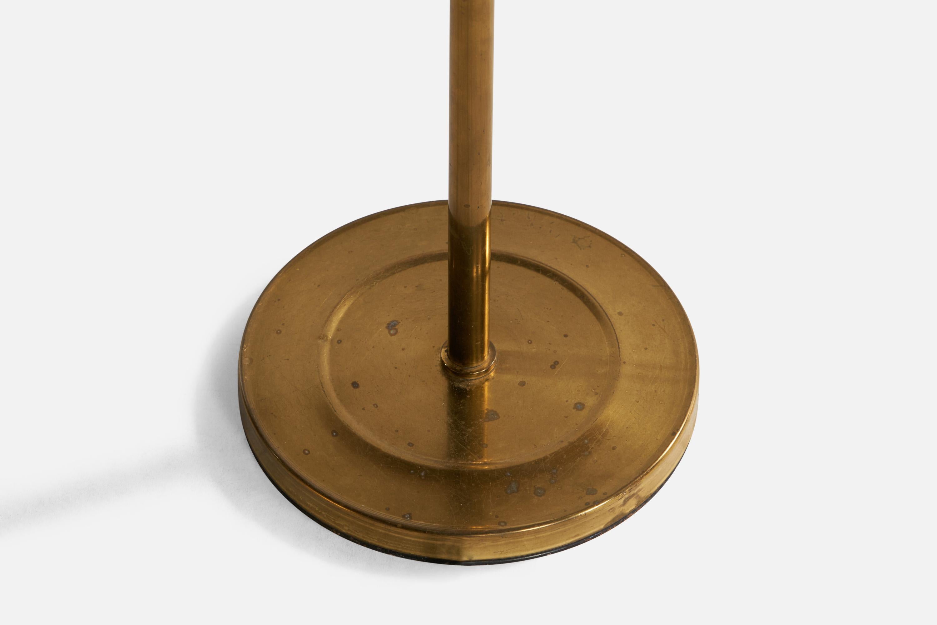 Swedish Designer, Floor Lamp, Brass, Rattan, Sweden, 1960s For Sale 2
