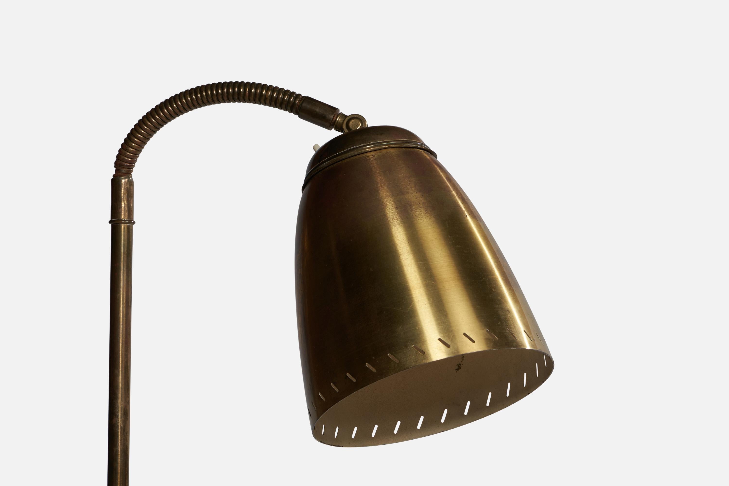 Mid-20th Century Swedish Designer, Floor Lamp, Brass, Sweden, 1940s For Sale