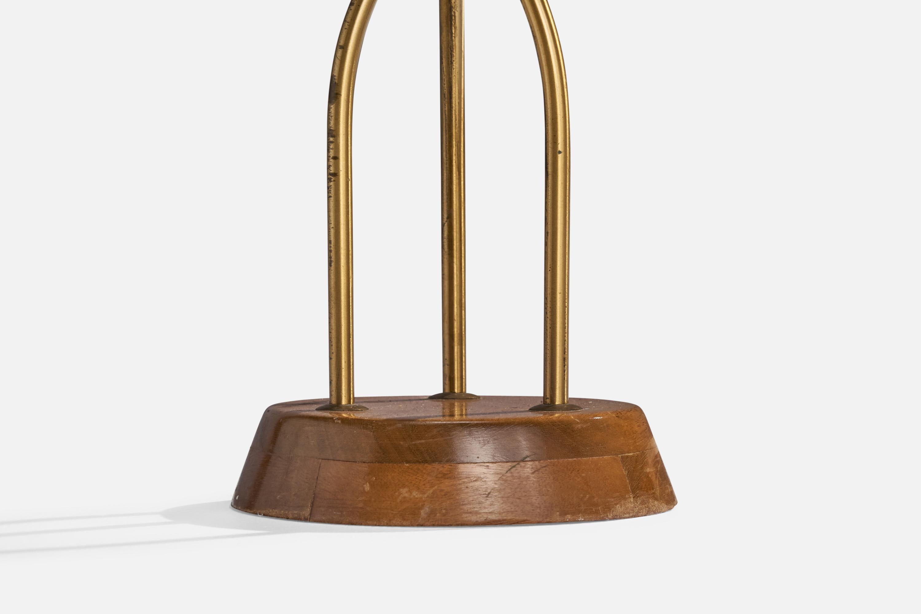 Swedish Designer, Floor Lamp, Brass, Teak, Plastic, Sweden, 1950s For Sale 3