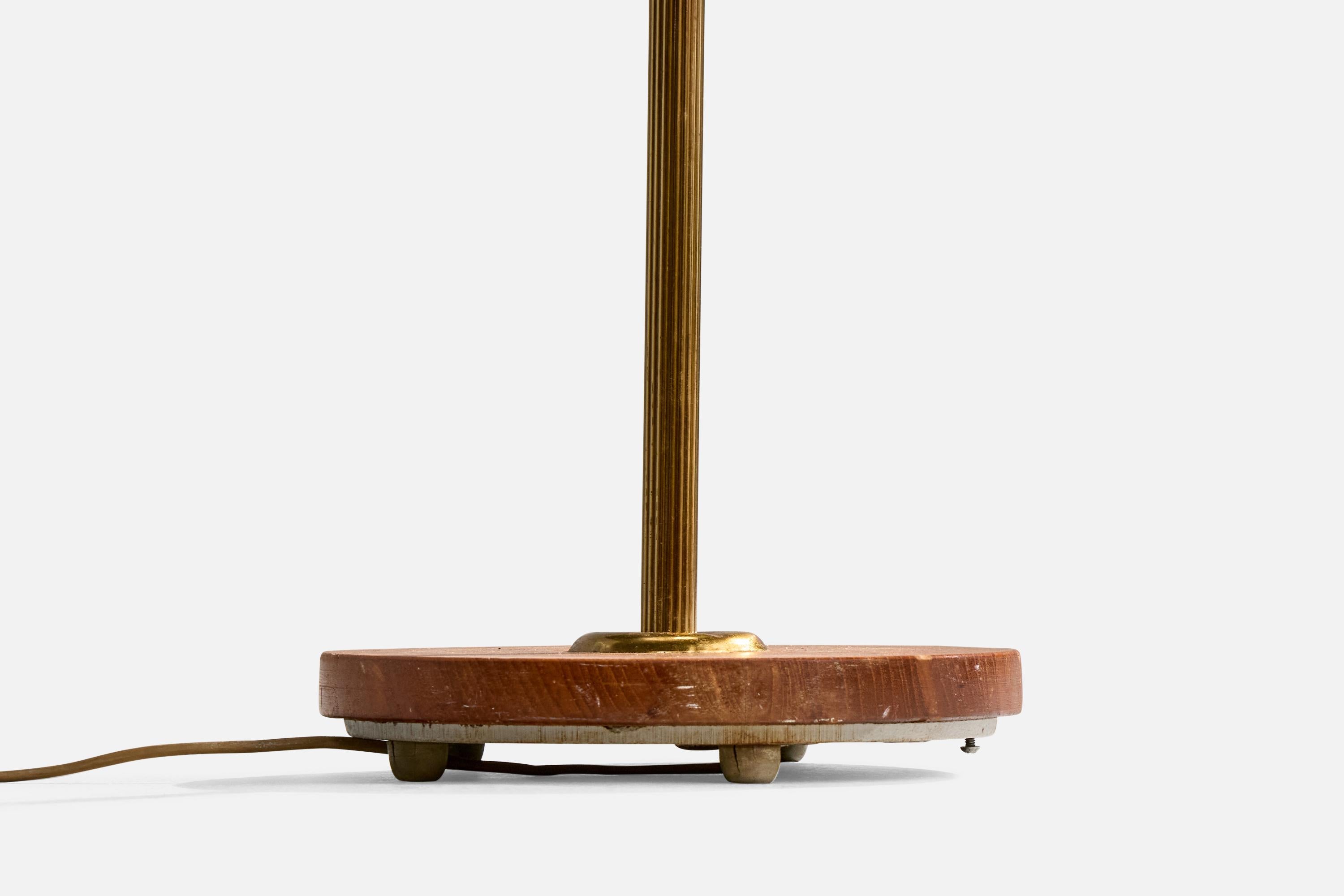 Swedish Designer, Floor Lamp, Brass, Teak, Rattan, Sweden, 1950s For Sale 5
