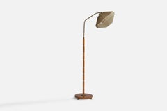 Swedish Designer, Floor Lamp, Brass, Wood, String, Sweden, 1940s