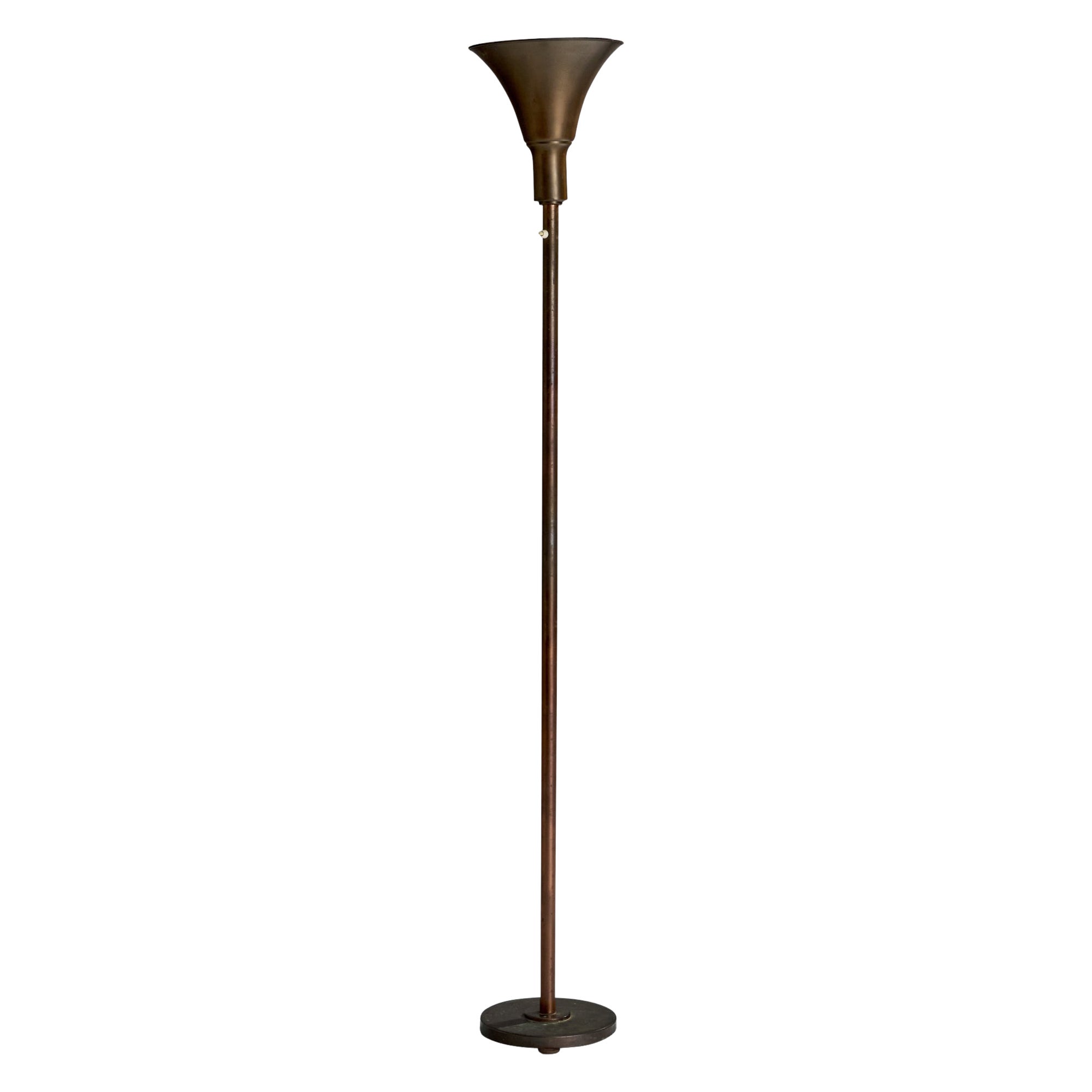 Diseñador sueco, Lámpara de pie, Bronce, Suecia, años 30