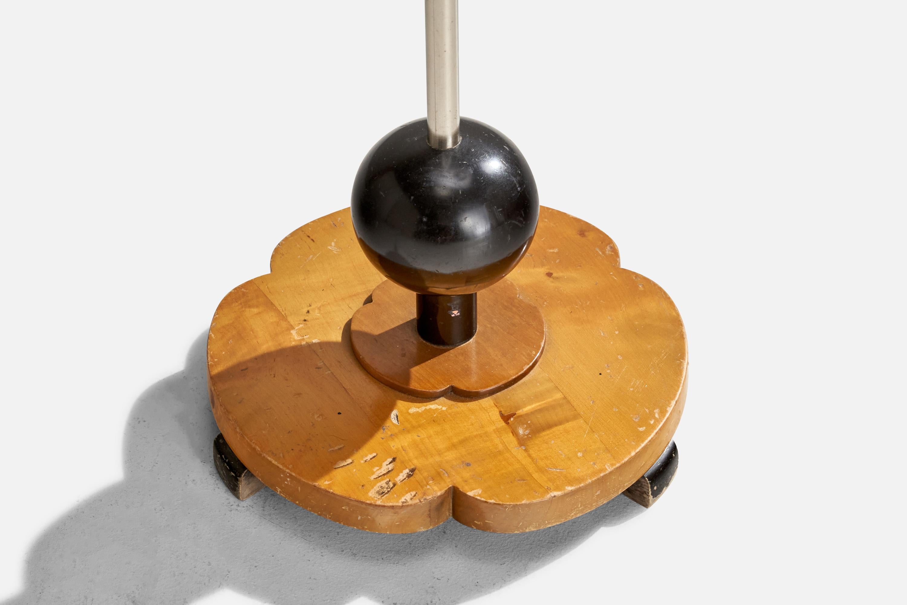 Tissu Designer suédois, lampadaire, chrome, bouleau, tissu, Suède, années 1930 en vente