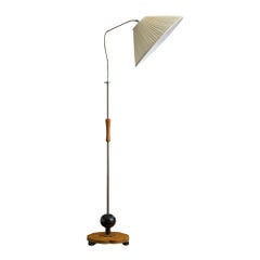 Swedish Designer, Floor Lamp, Chrome, Birch, Fabric, Sweden, 1930s