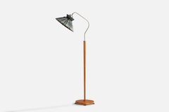Swedish Designer, Floor Lamp, Chrome, Birch, Fabric, Sweden, 1940s