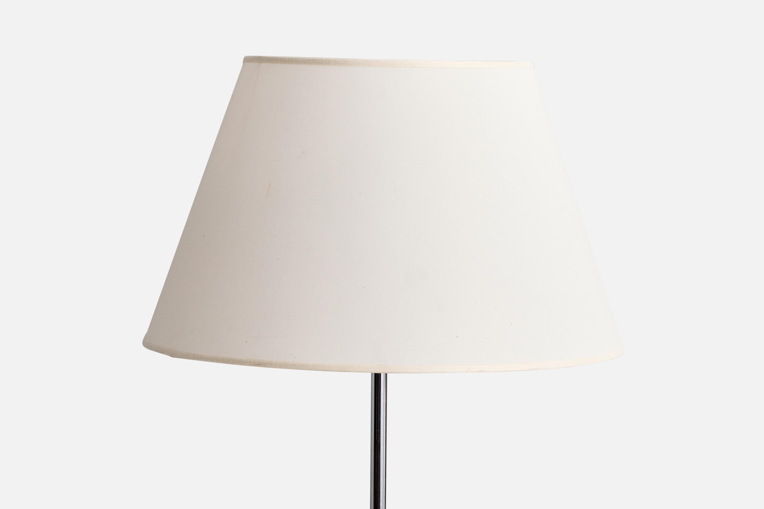 Scandinavian Modern Swedish Designer, Floor Lamp, Chrome, Wood, Sweden, 1930s For Sale