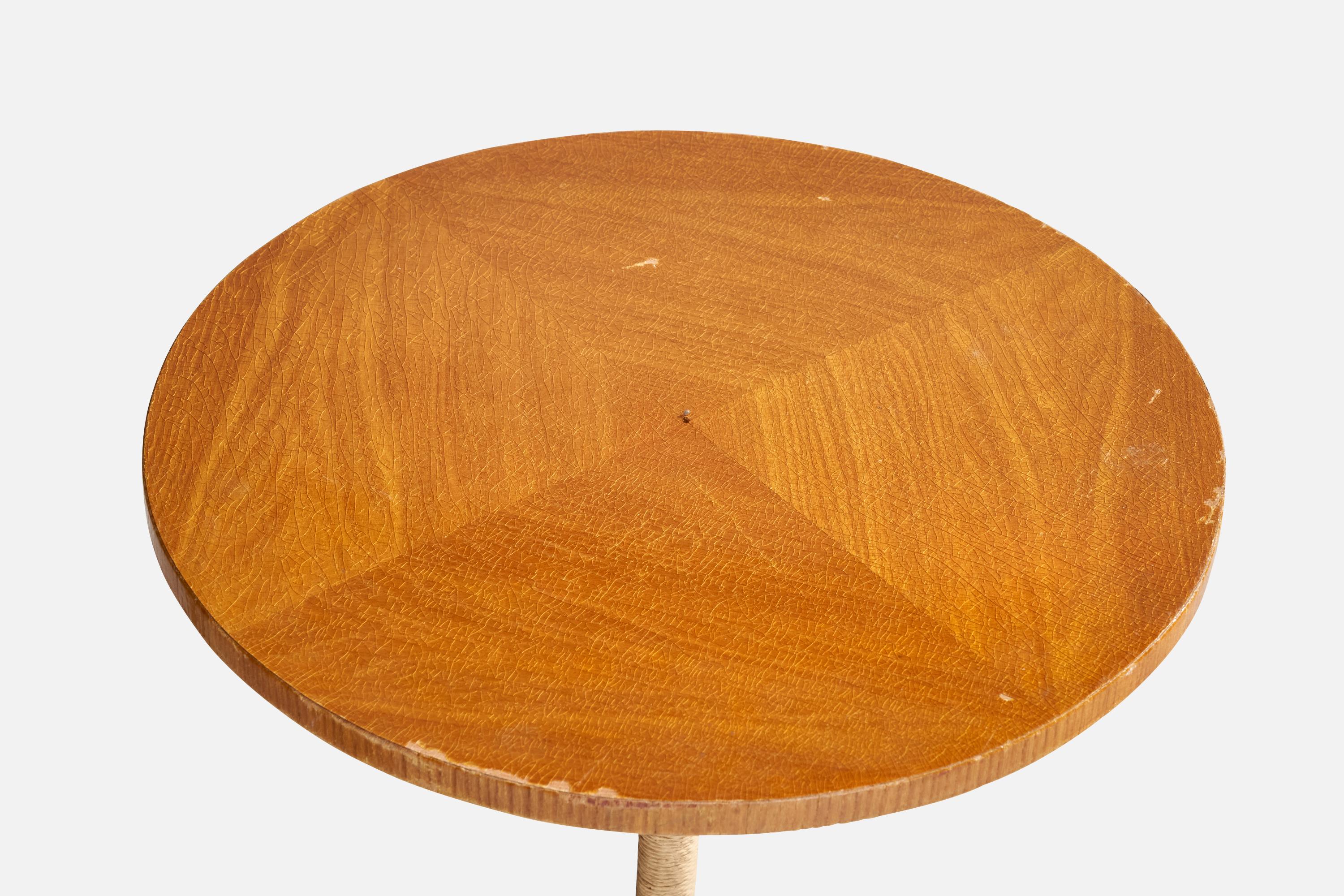 Lampada da terra di design svedese, Corde, Olmo, Ottone, Fabrice, Svezia, anni '30 in vendita 1