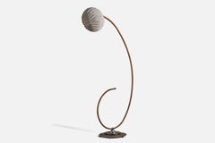 Swedish Designer, Floor Lamp, Cord, Metal, Wood, Fabric, 1930s