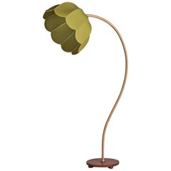 Swedish Designer, Floor Lamp, Cord, Wood, Metal, Fabric, 1930s