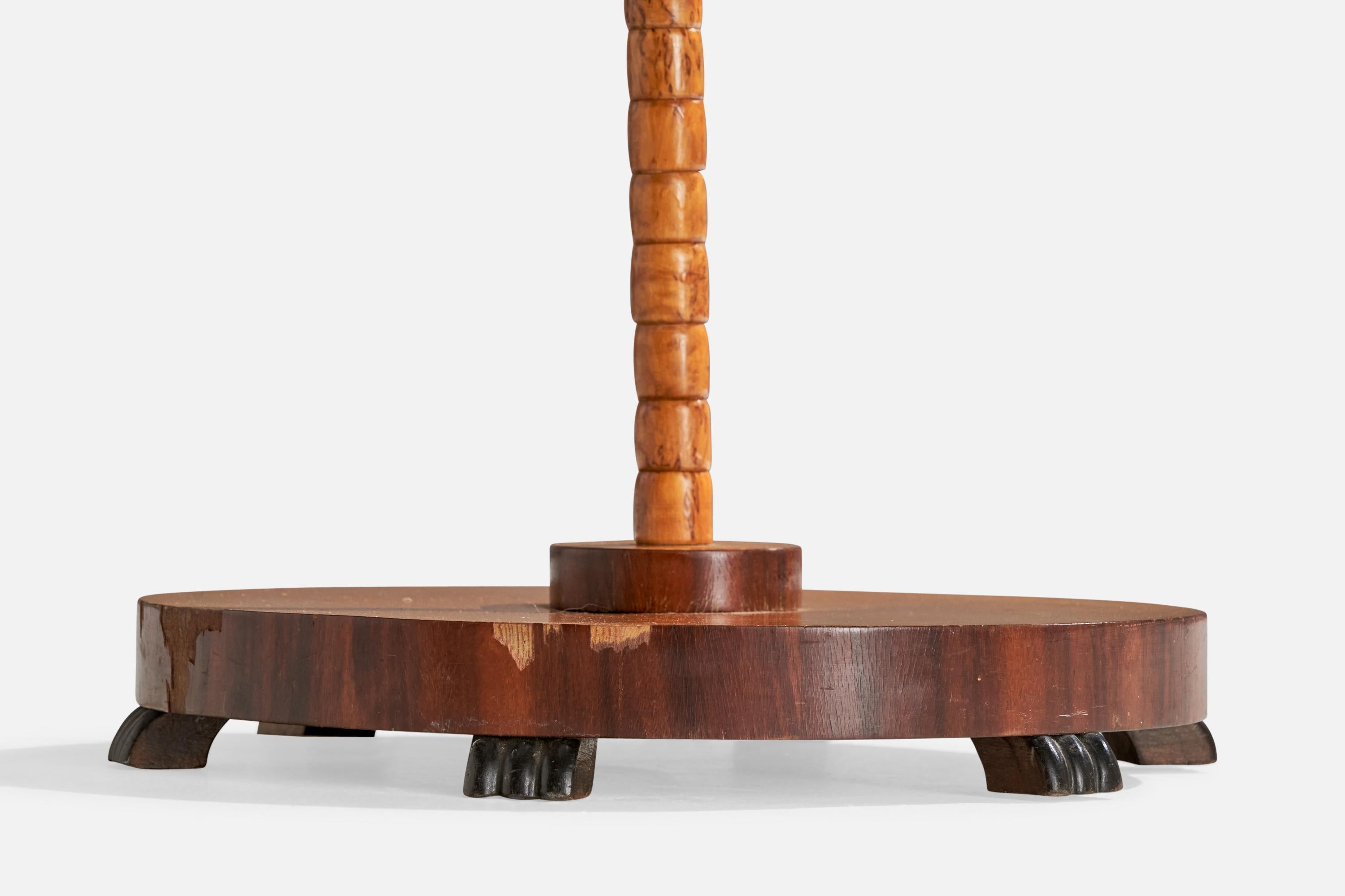 Designer suédois, lampadaire, orme, tissu, laiton, Suède, années 1930 en vente 3