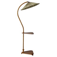 Swedish Designer, Floor Lamp, Fabric, Wood, custom listing for client J.