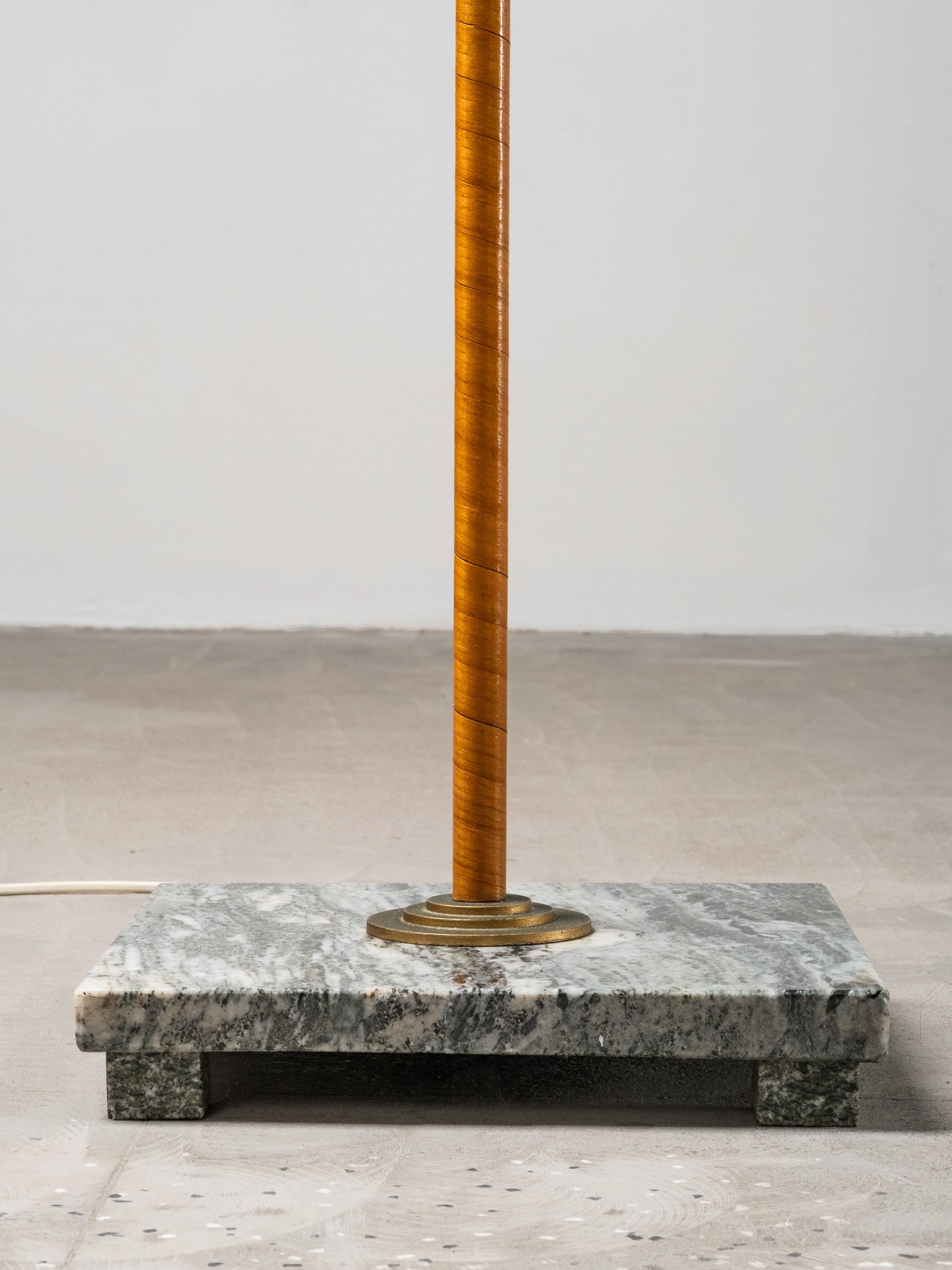 Swedish Designer, Floor Lamp in Brass, Birch and Blue-Grey Marble Base, 1940s For Sale 5