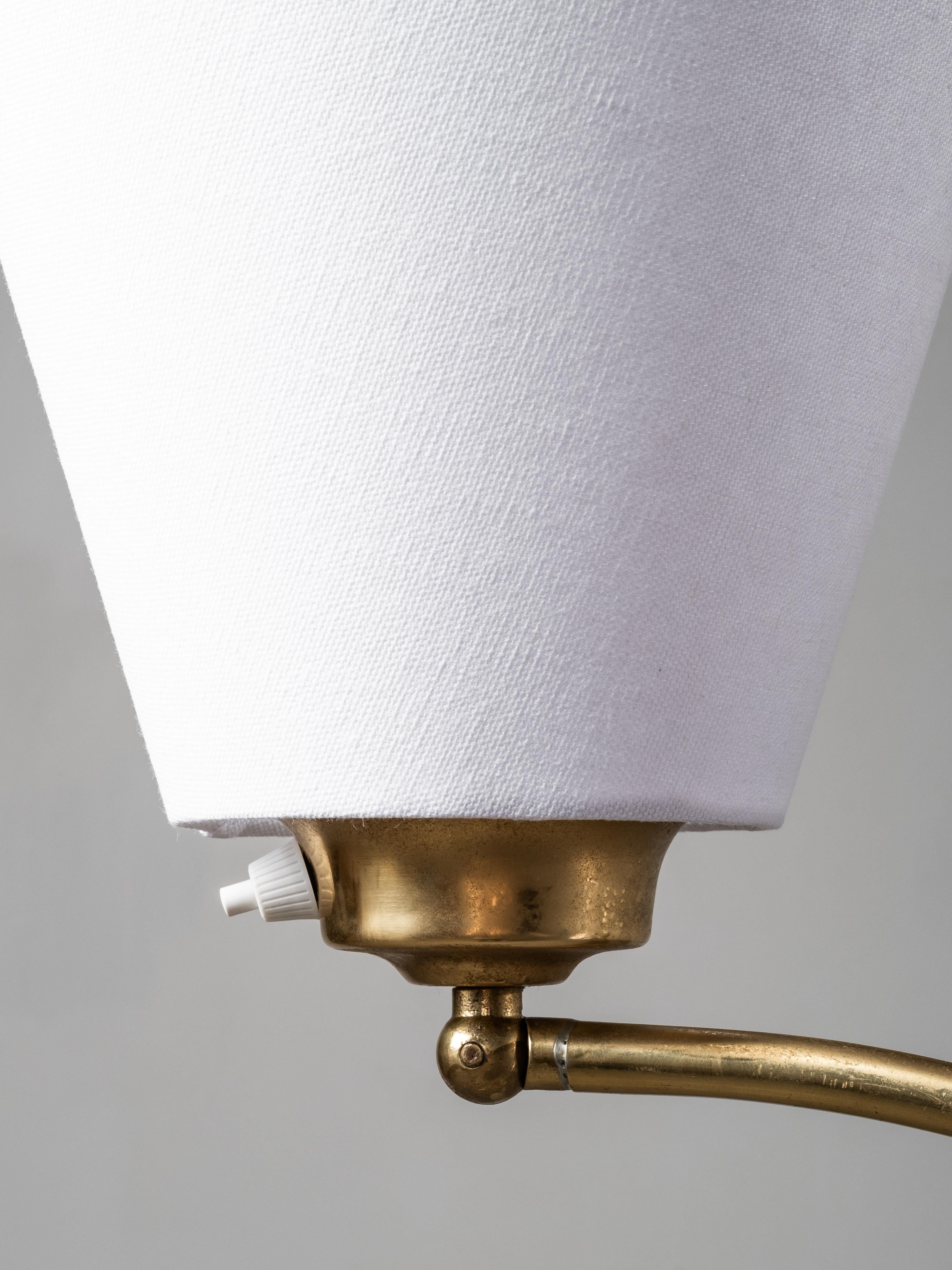 Swedish Designer, Floor Lamp in Brass, Birch and Blue-Grey Marble Base, 1940s For Sale 8