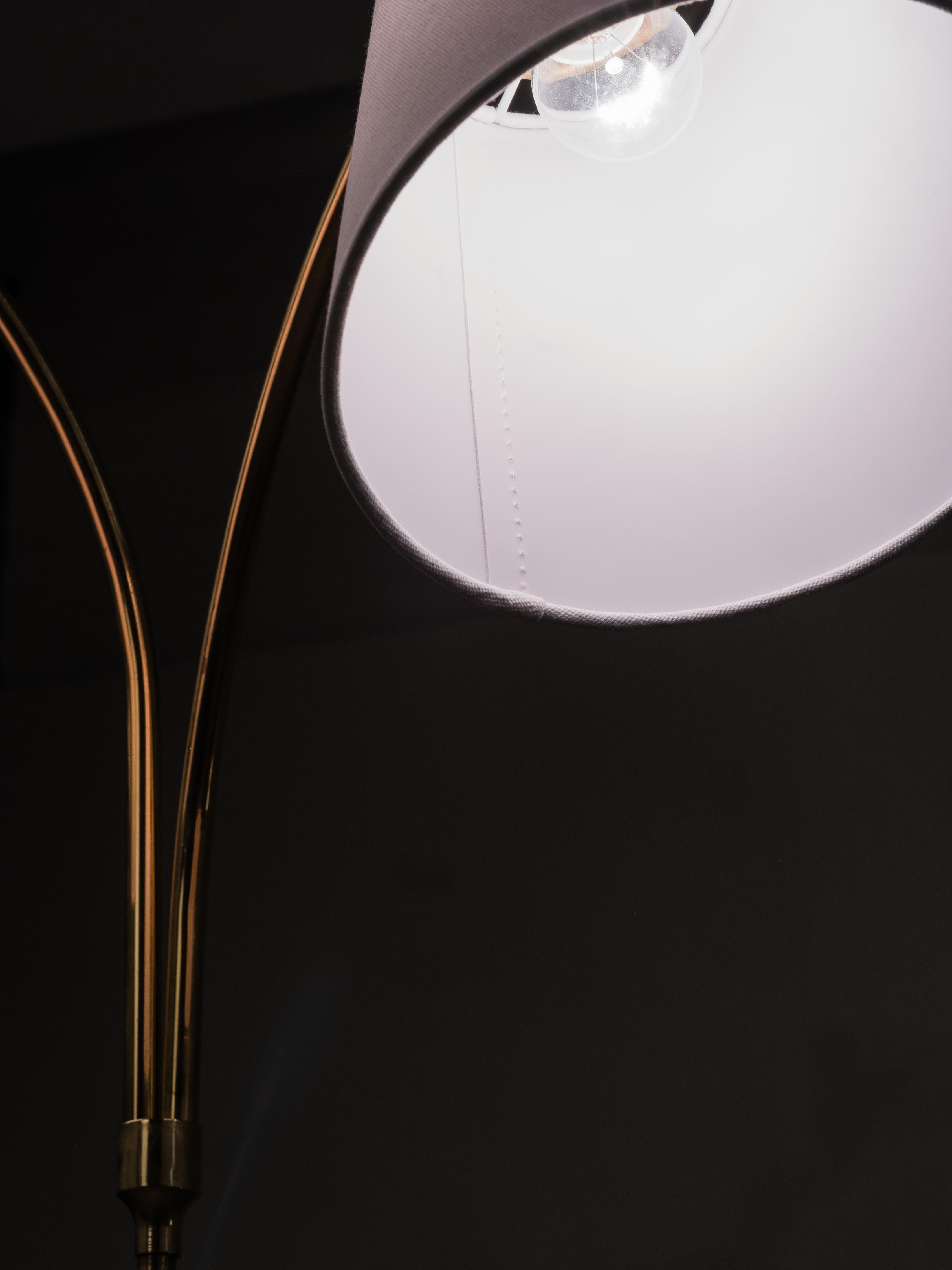Swedish Designer, Floor Lamp in Brass, Birch and Blue-Grey Marble Base, 1940s For Sale 12