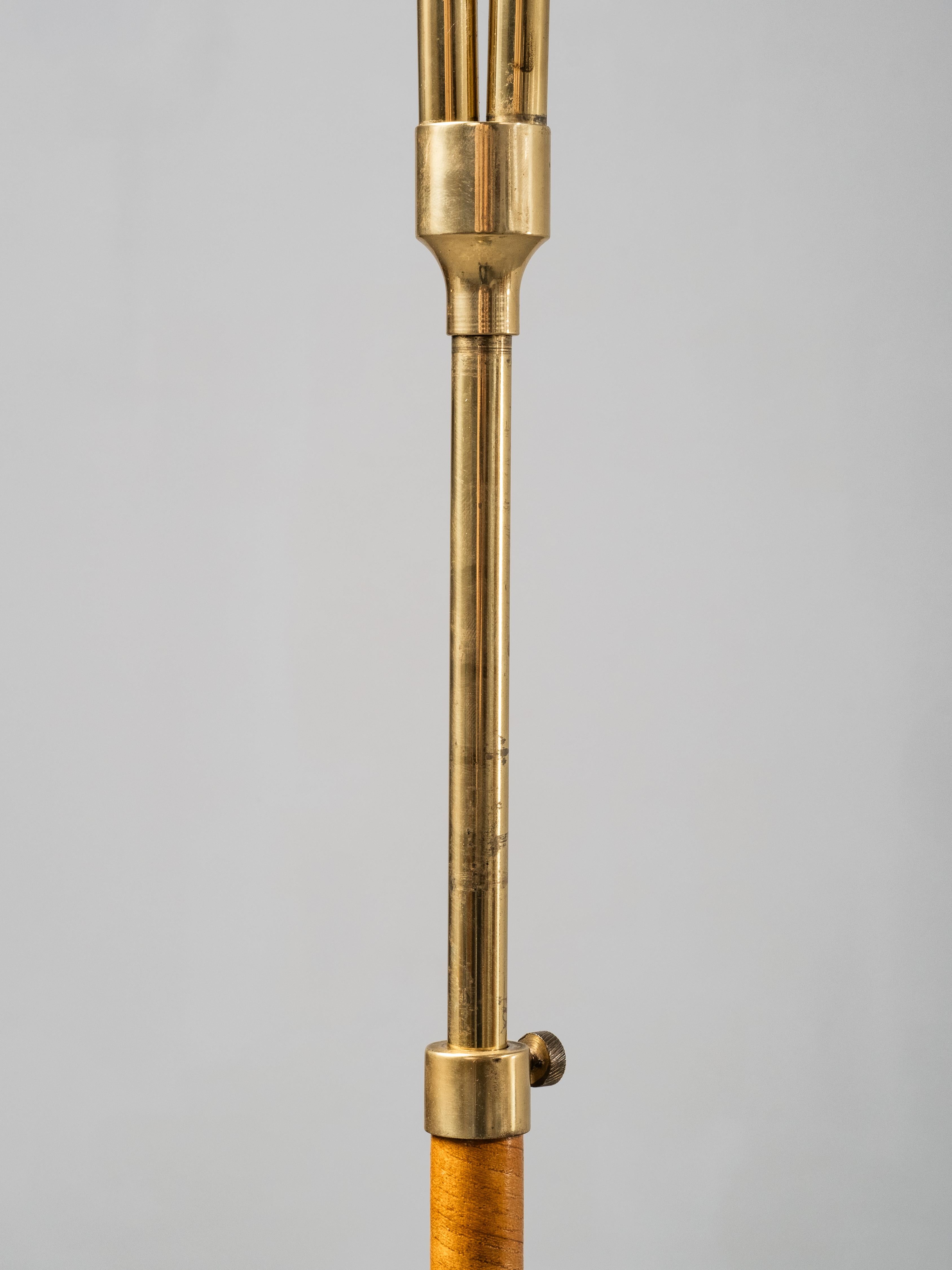 Swedish Designer, Floor Lamp in Brass, Birch and Blue-Grey Marble Base, 1940s For Sale 1