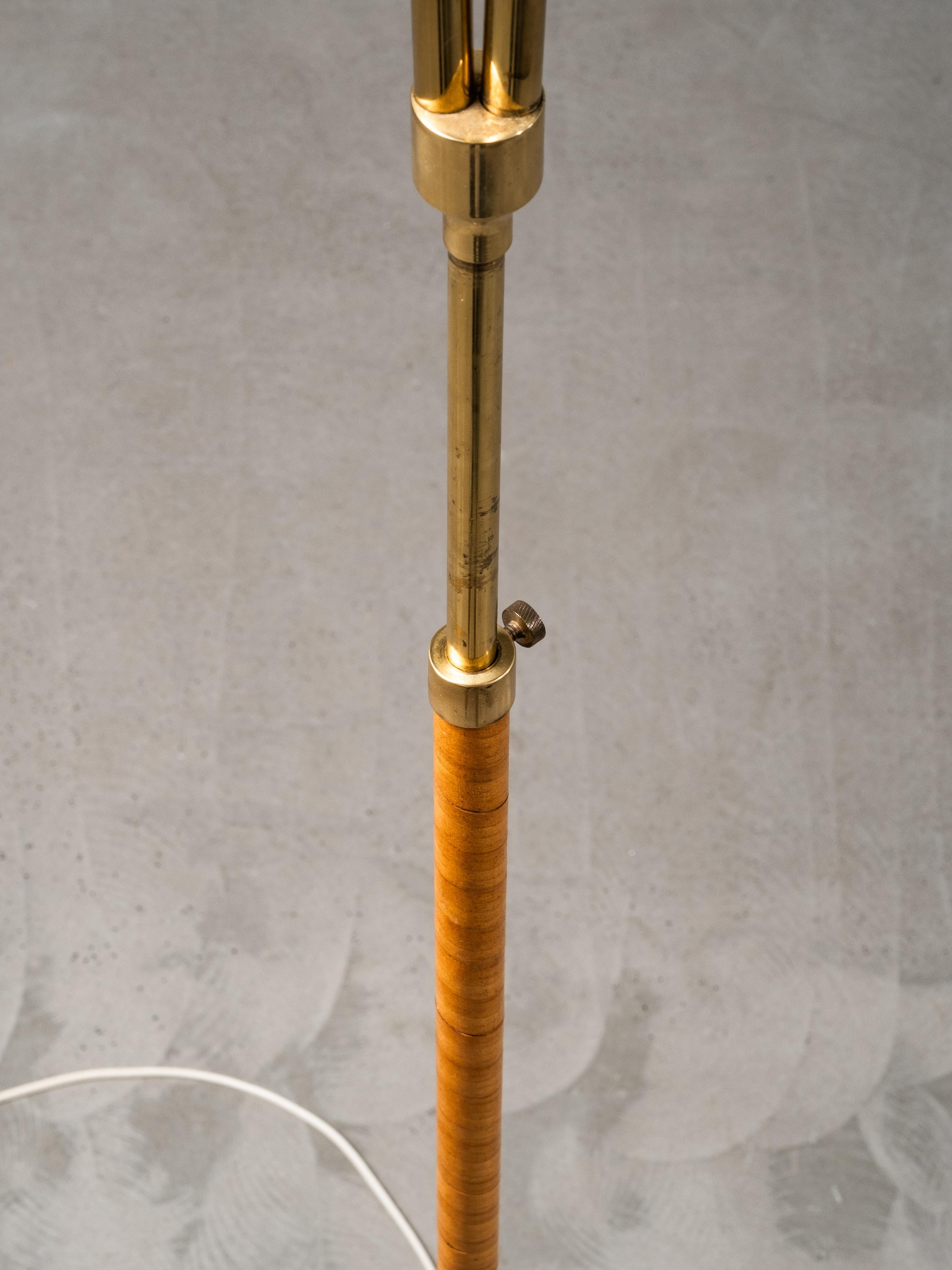 Swedish Designer, Floor Lamp in Brass, Birch and Blue-Grey Marble Base, 1940s For Sale 2