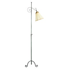 Schwedische Designerin, Stehlampe, Eisen, Messing, Stoff, Schweden, 1940er Jahre