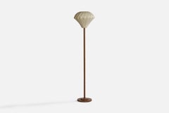 Swedish Designer, Floor Lamp, Iron, Fabric, Sweden, 1930s