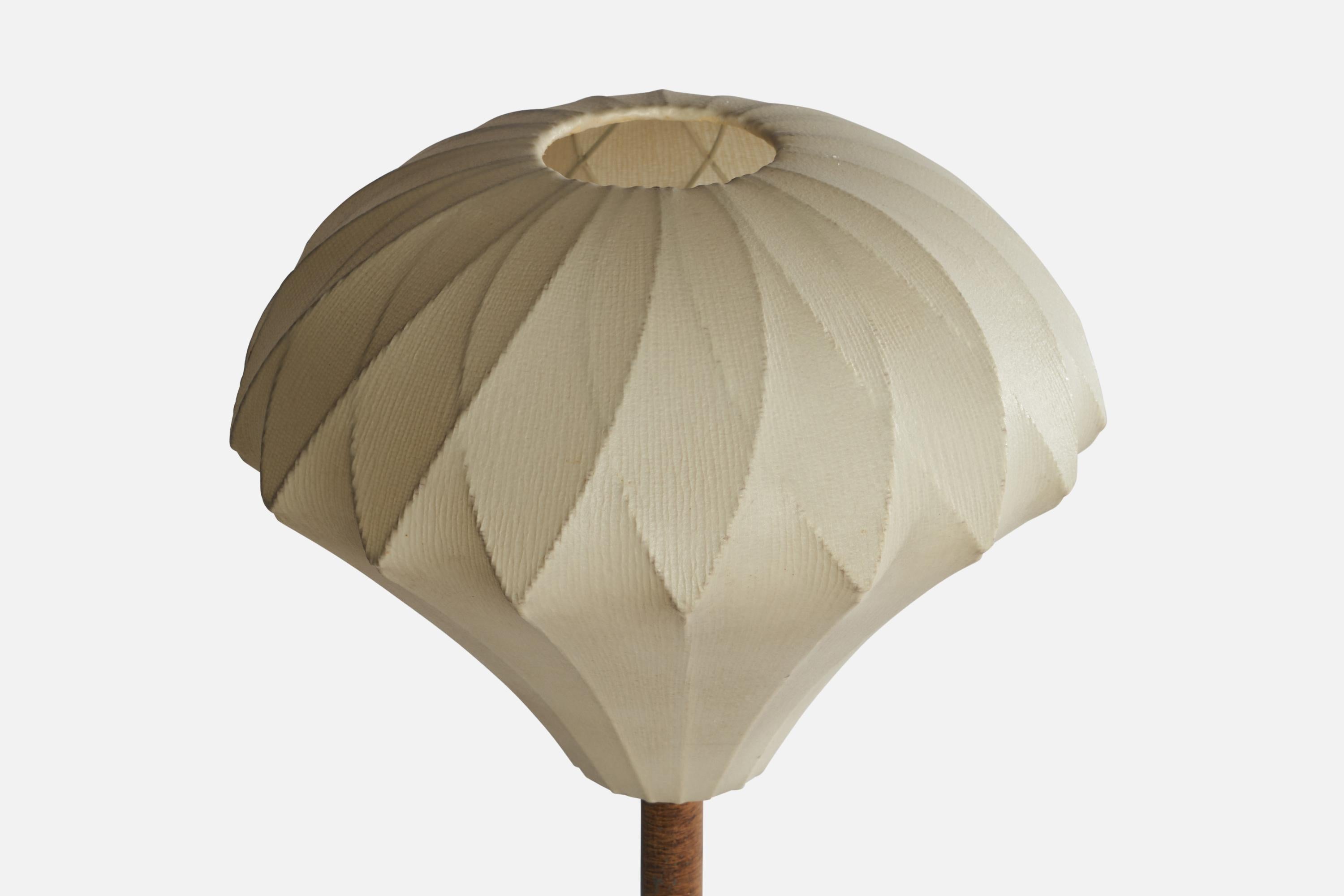 Scandinavian Modern Swedish Designer, Floor Lamp, Iron, Fabric, Sweden, 1930s For Sale