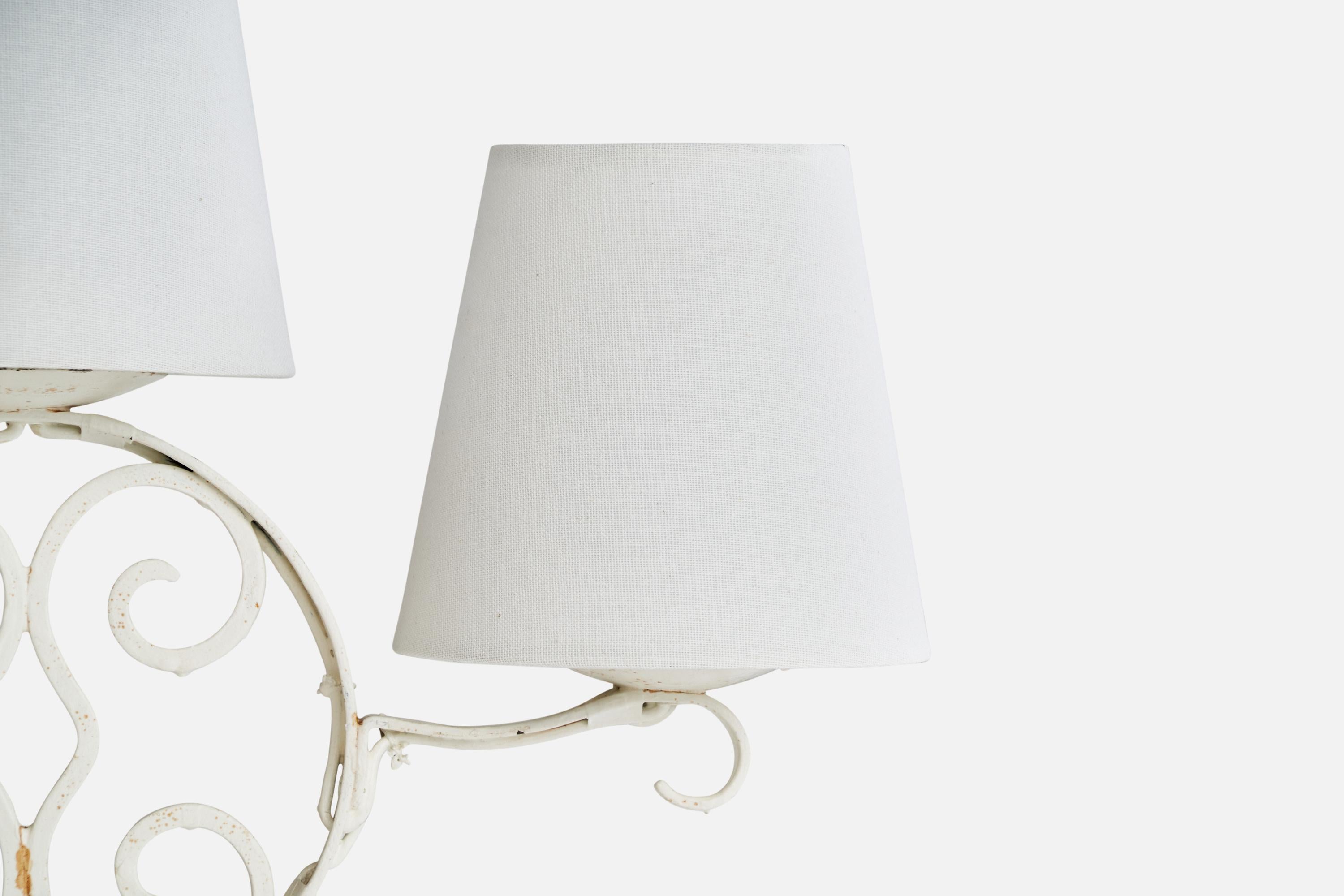 Milieu du XXe siècle Designer suédois, lampadaire, fer, tissu, Suède, années 1930 en vente